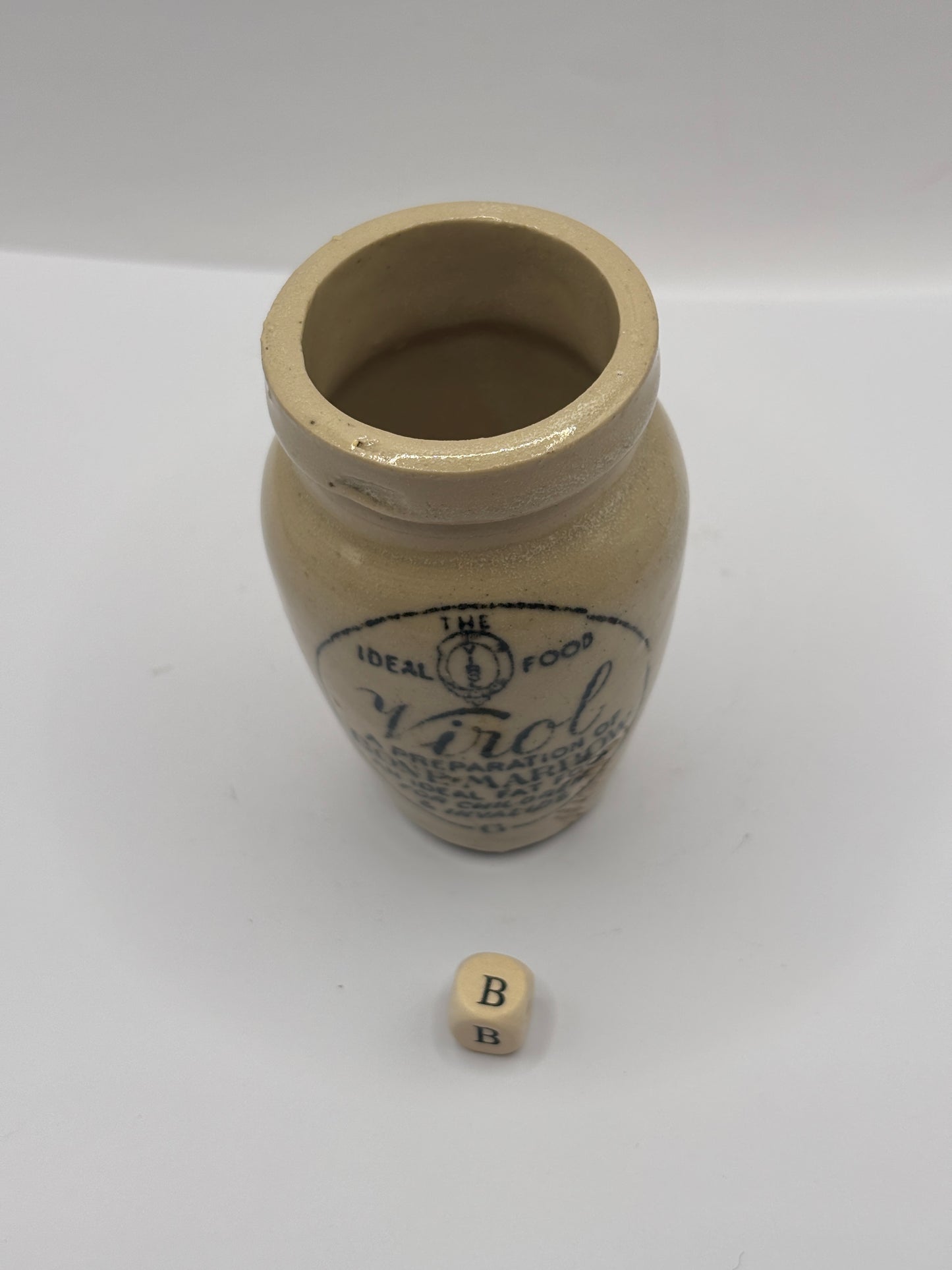 Old stoneware advertising Virol jar (B) 8cms