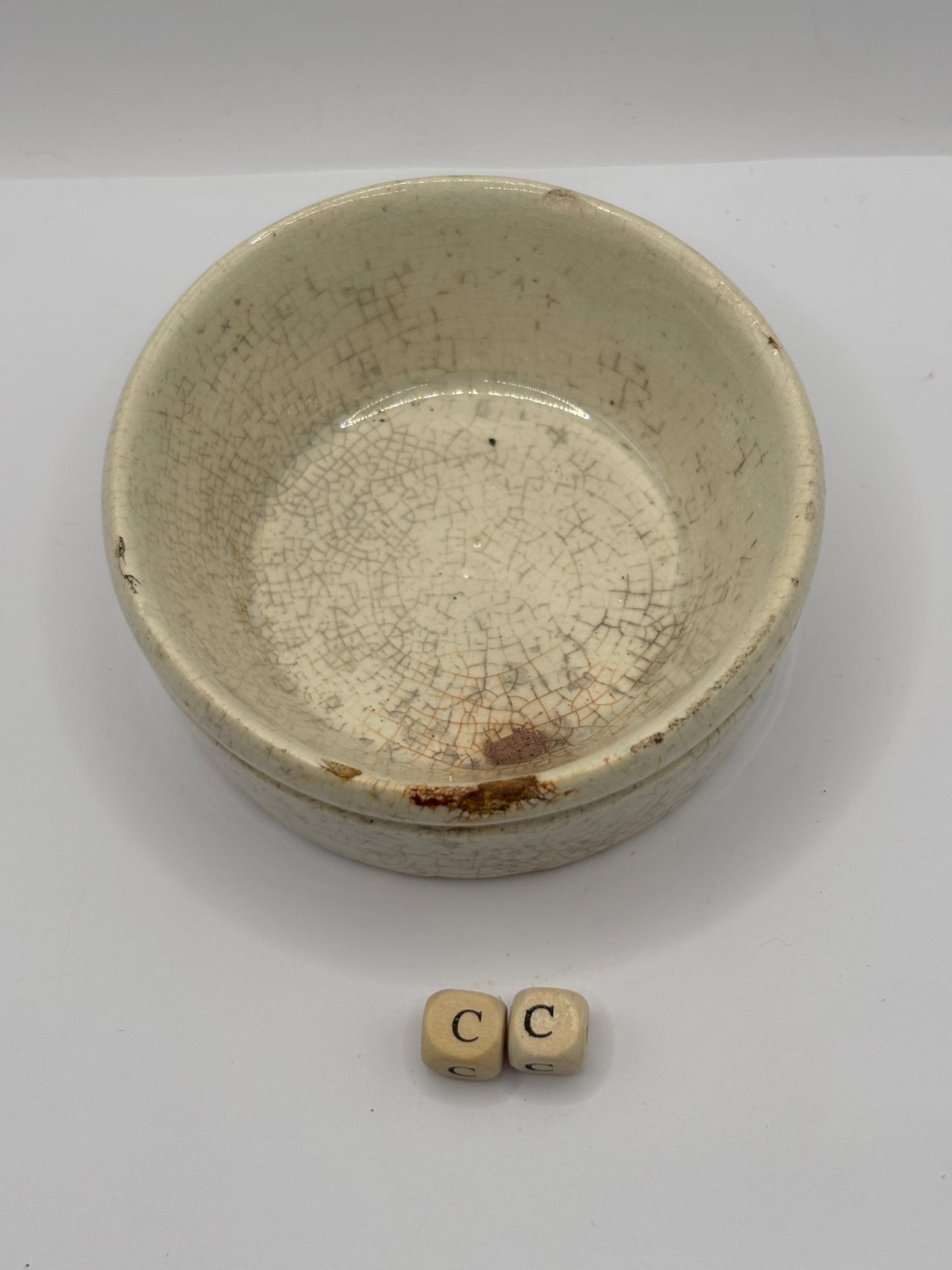 Old plain stoneware meat paste pot, potted meat (CC)