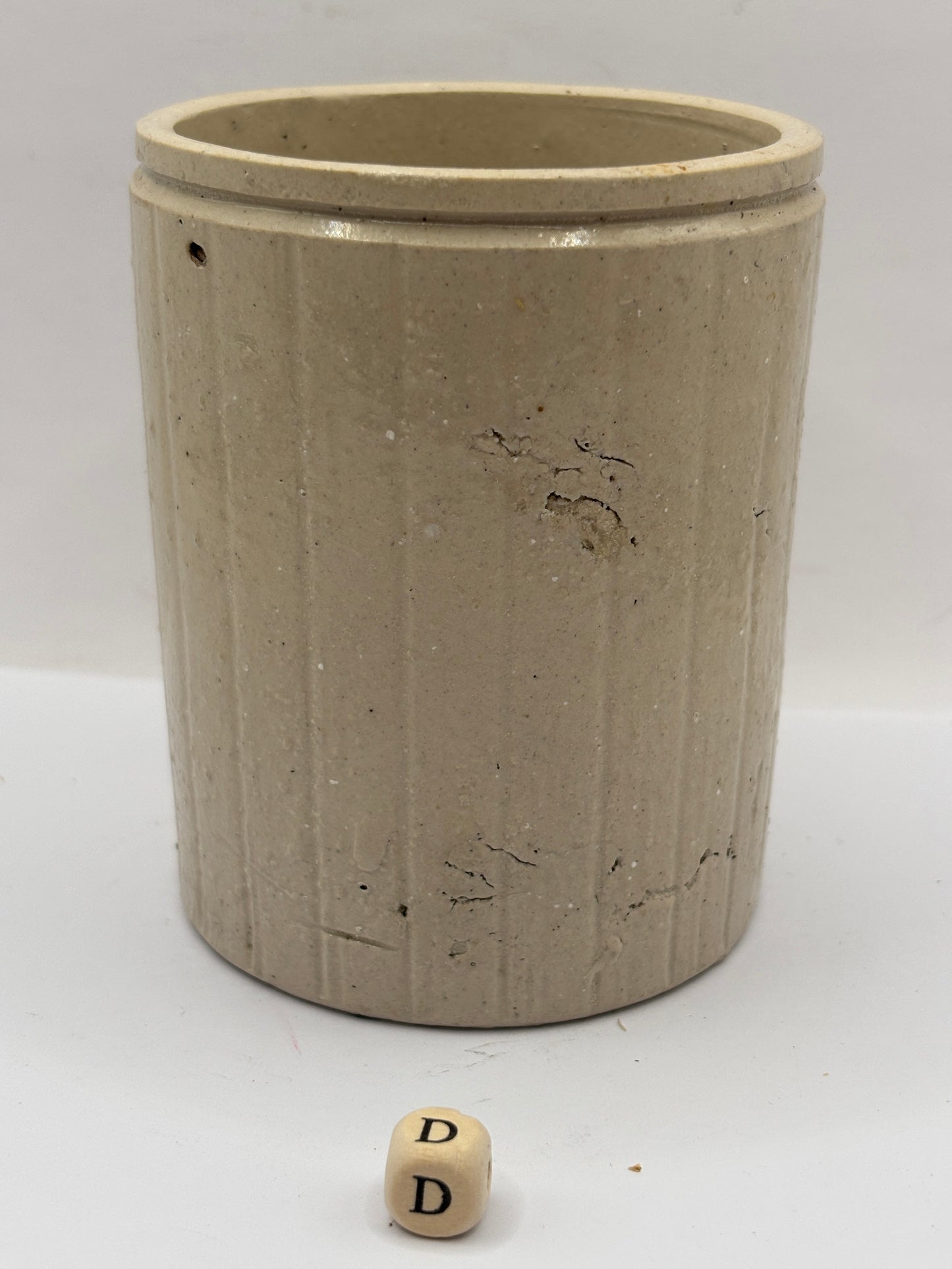 Old 1lb ribbed stoneware jam pot (D) Hartleys