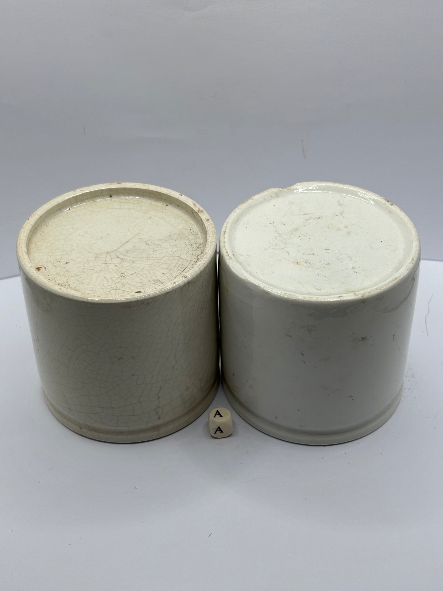 2 old stoneware preserve pots (A)