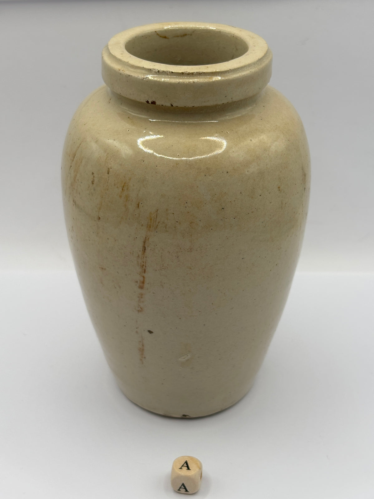 Old advertising stoneware Virol pot, 13.5cms (a)