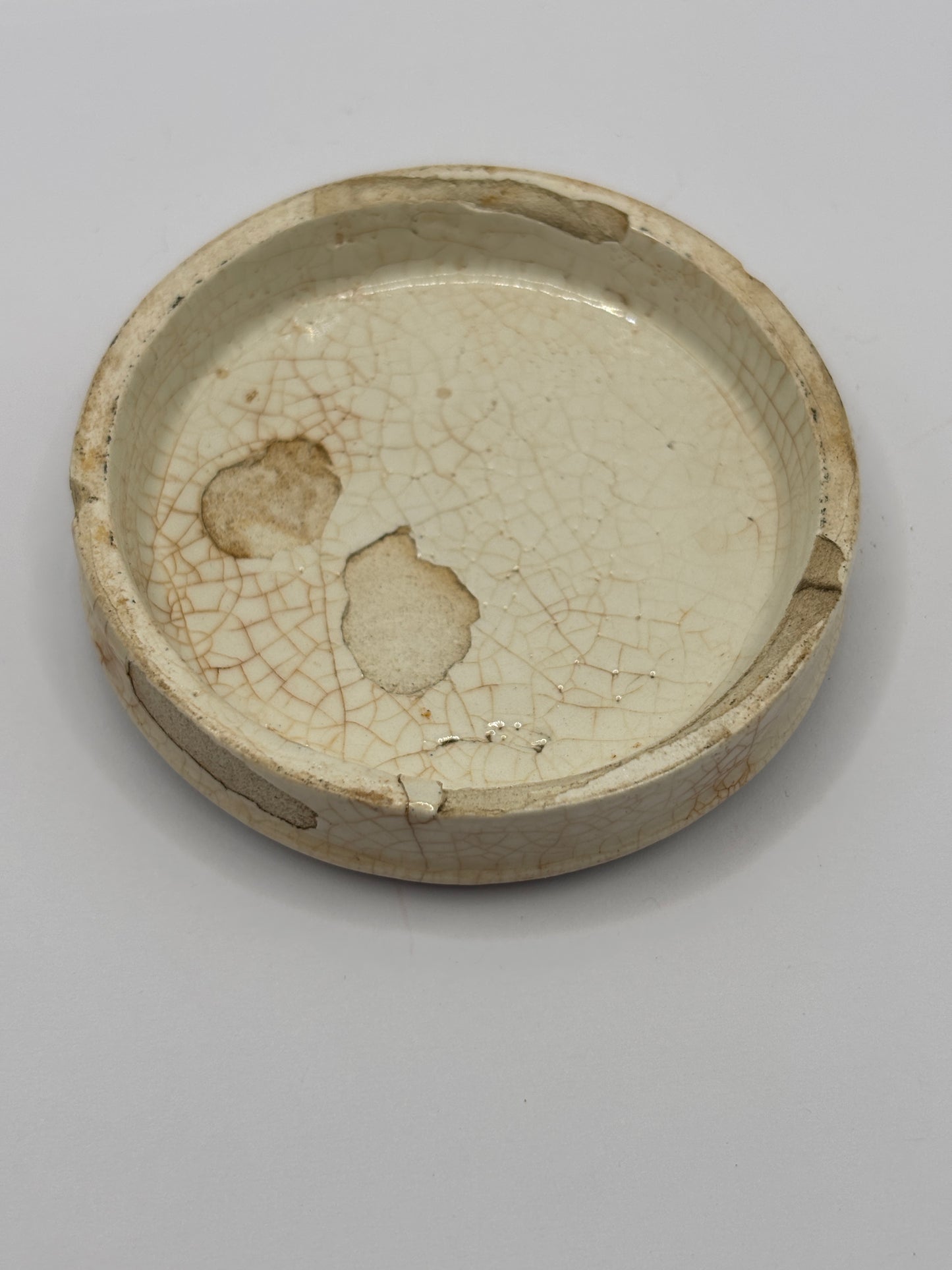 Old advertising lid, Otto of rose Cold cream. Damaged/flakey glaze