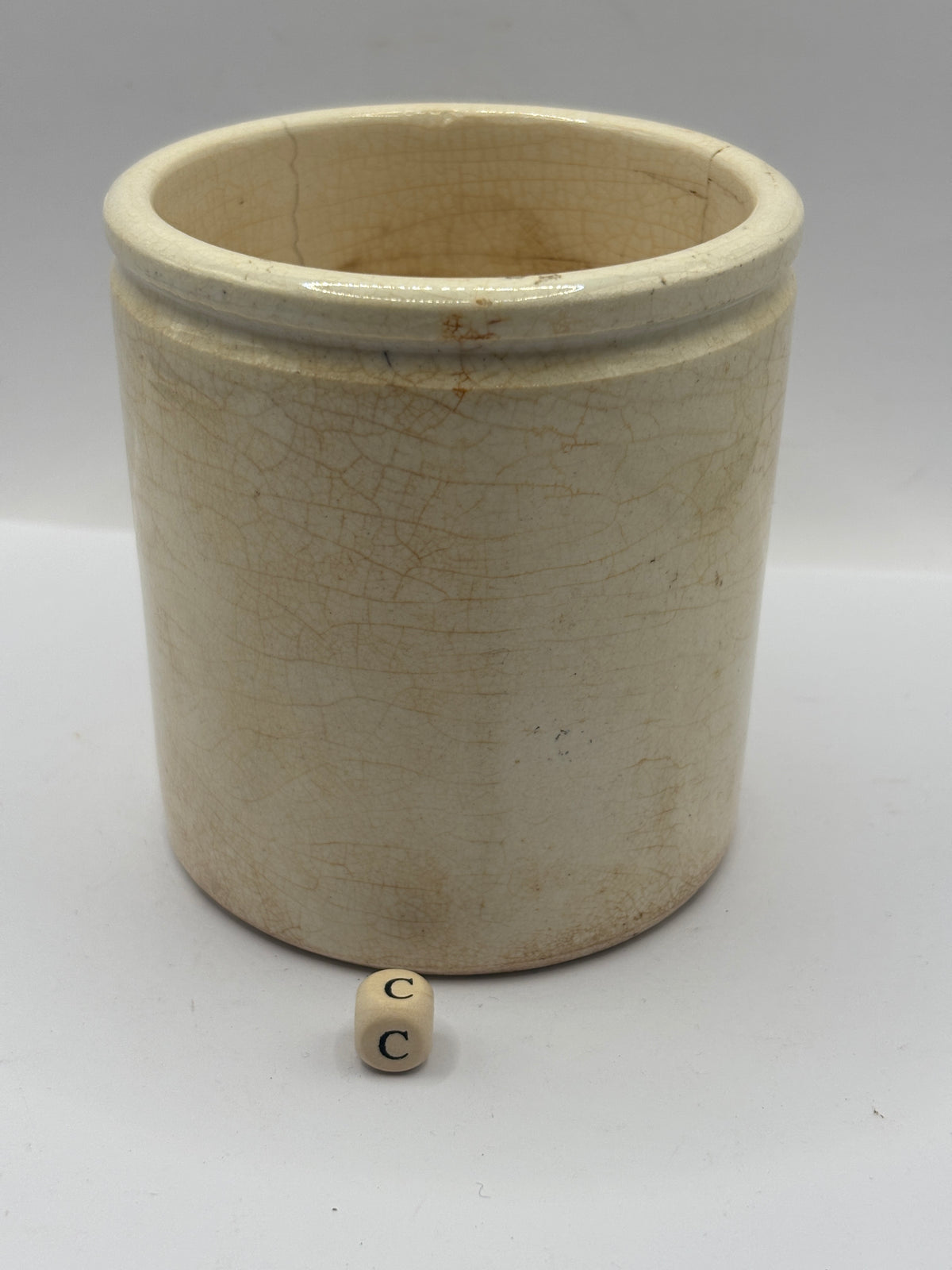 Old 1lb stoneware marmalade pot, Frank Coopers. Damaged (c)