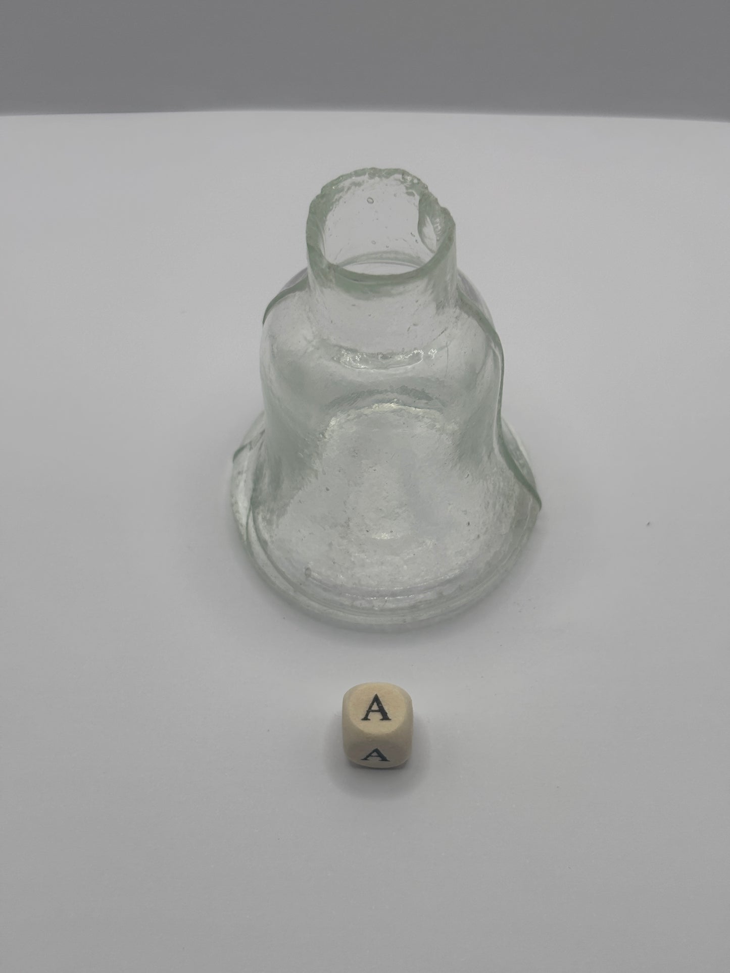 Old aqua glass bell ink, inkwell (a)