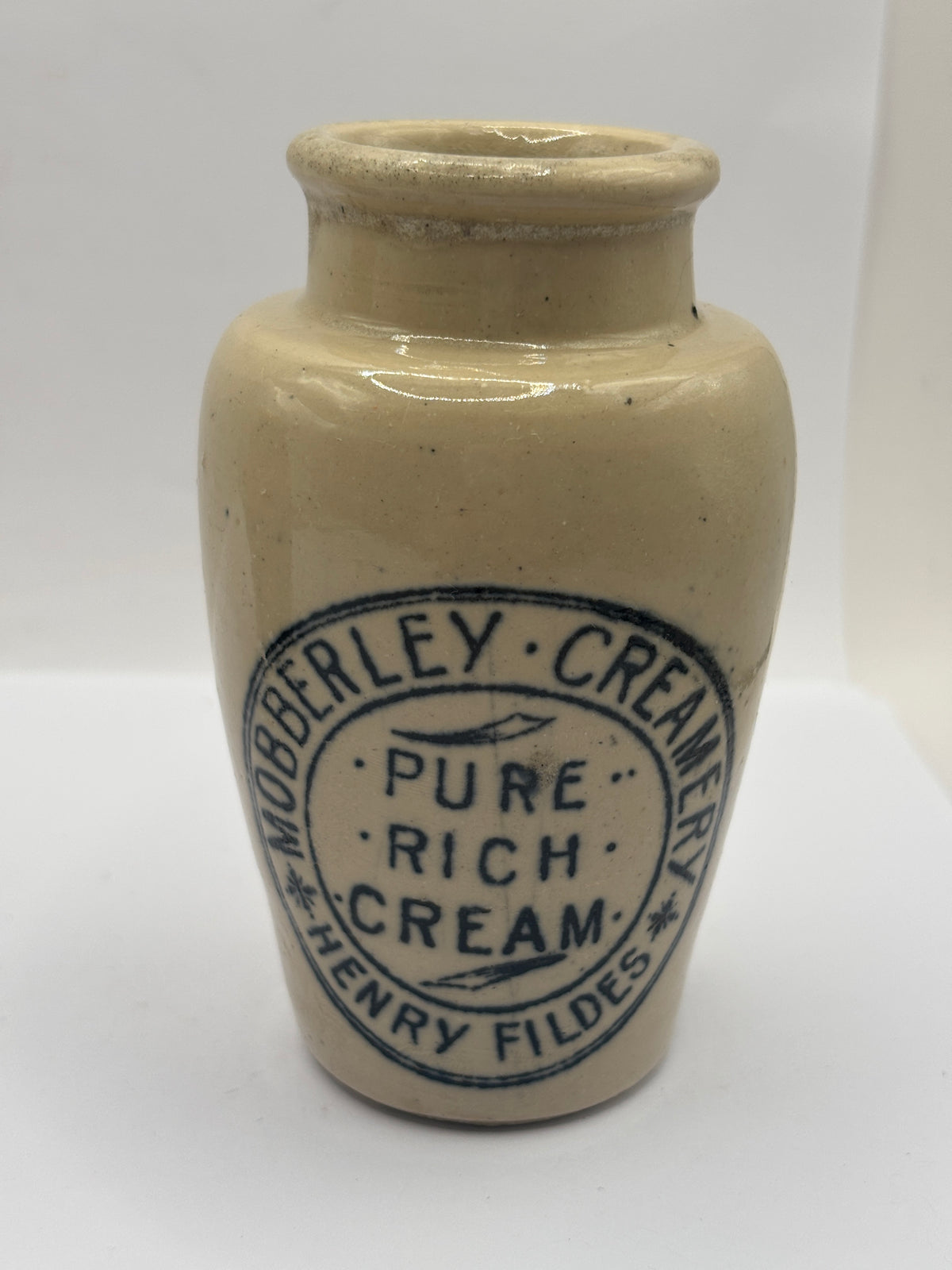 Old advertising cream pot, Mobberley pure rich cream