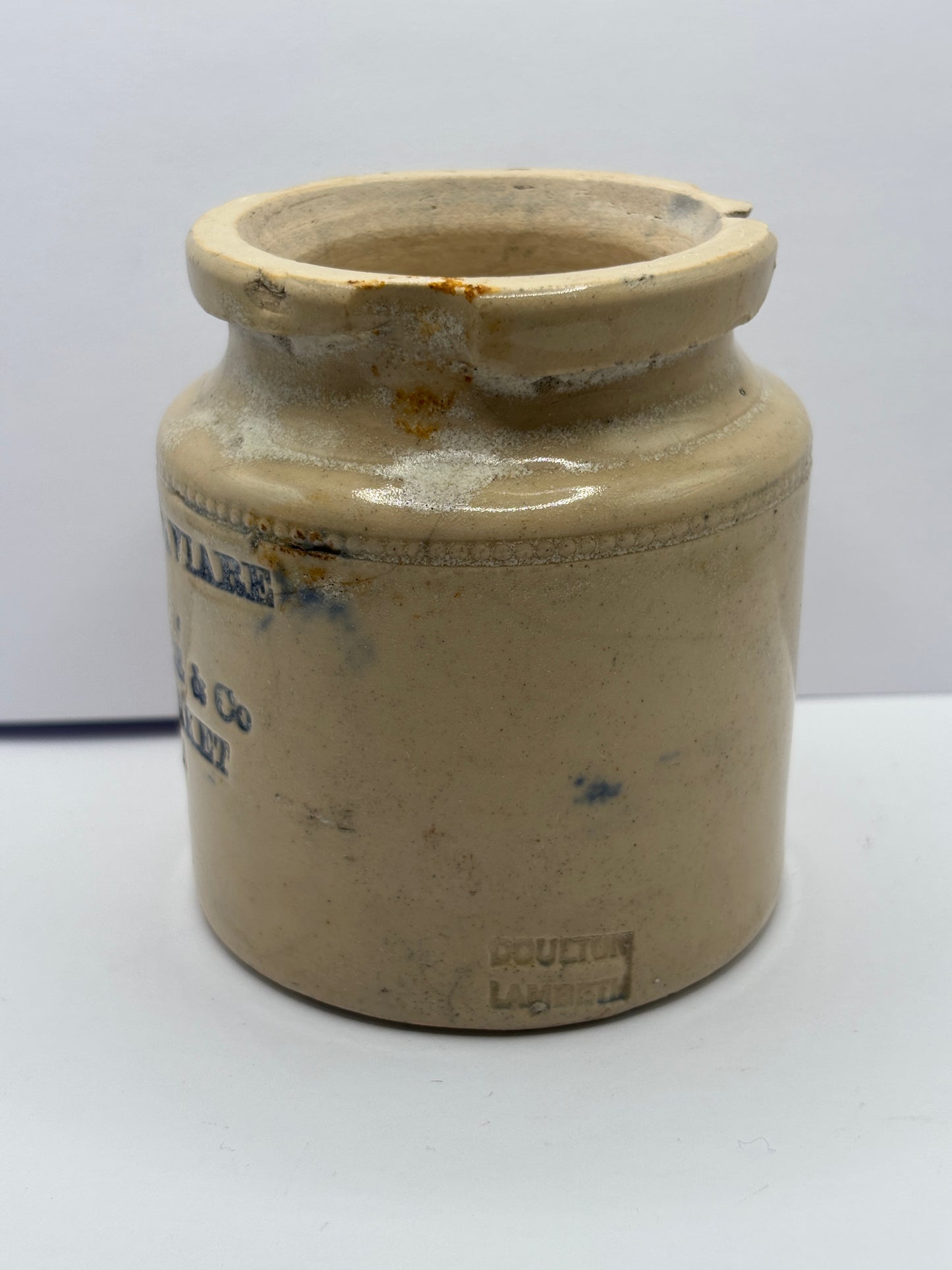 Old blue print stoneware caviare jar. Astrakhan caviare london