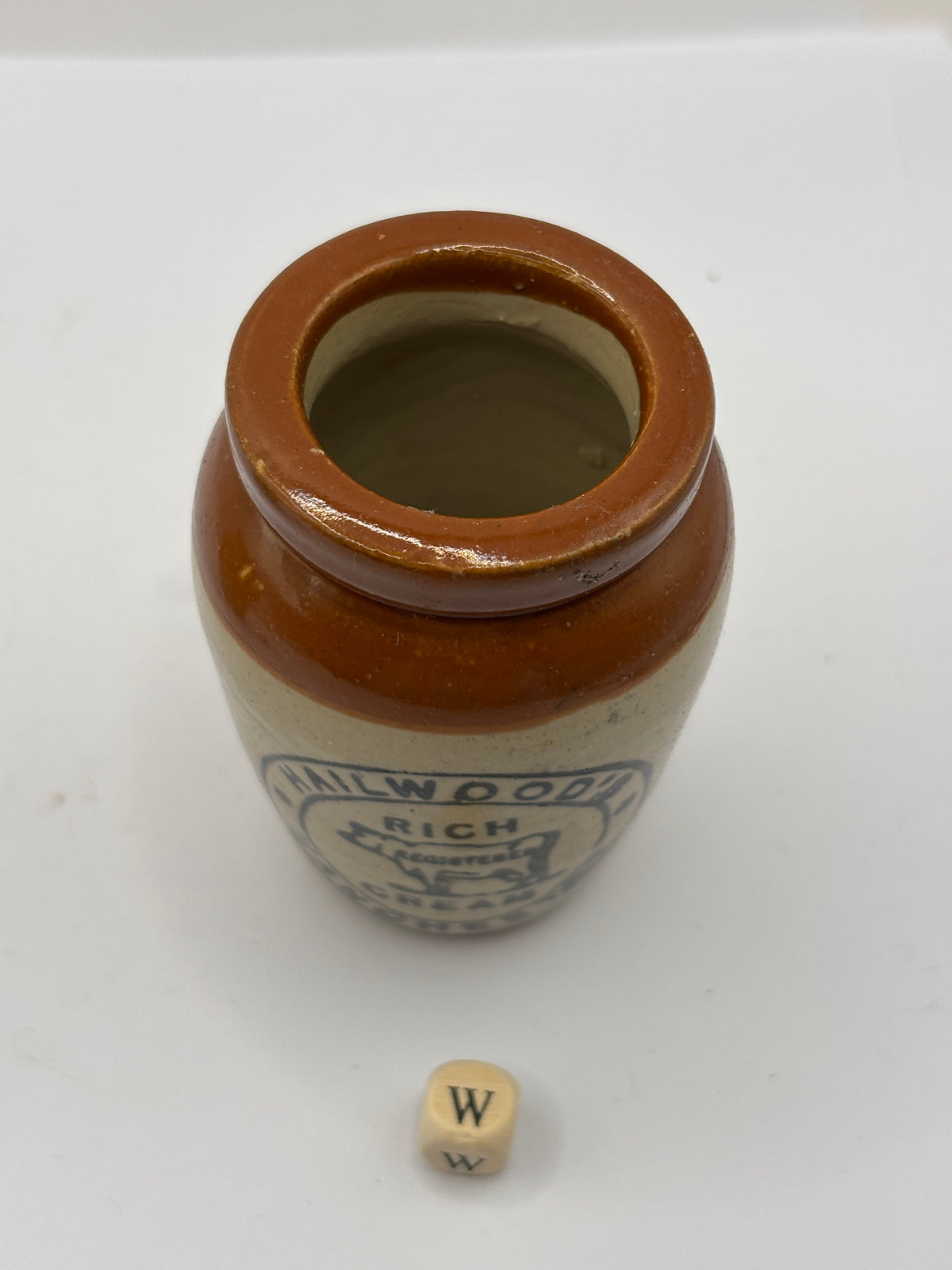 Old advertising cream pot, Hailwoods rich cream (w)