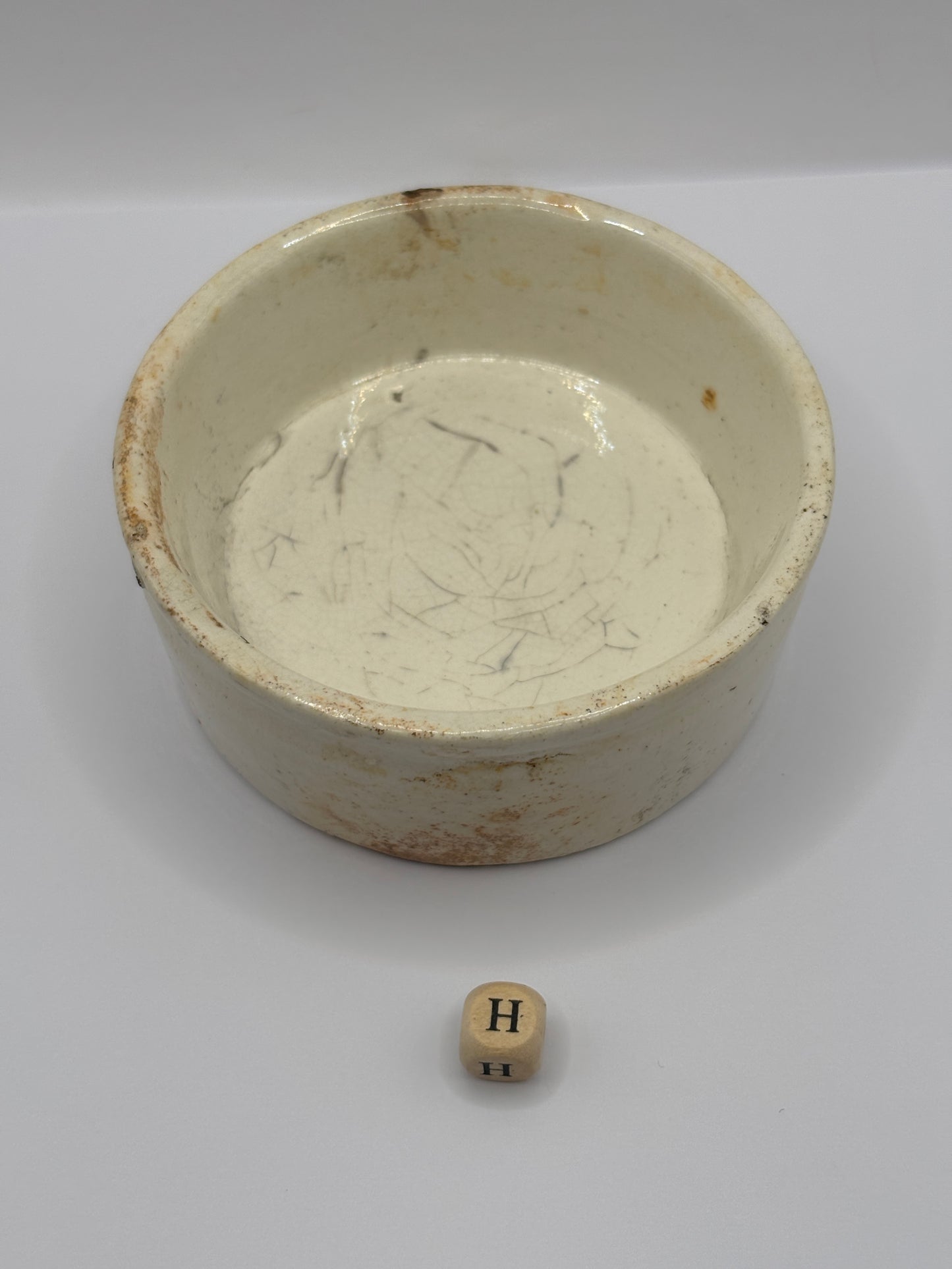 Old plain stoneware meat paste pot, potted meat (H)