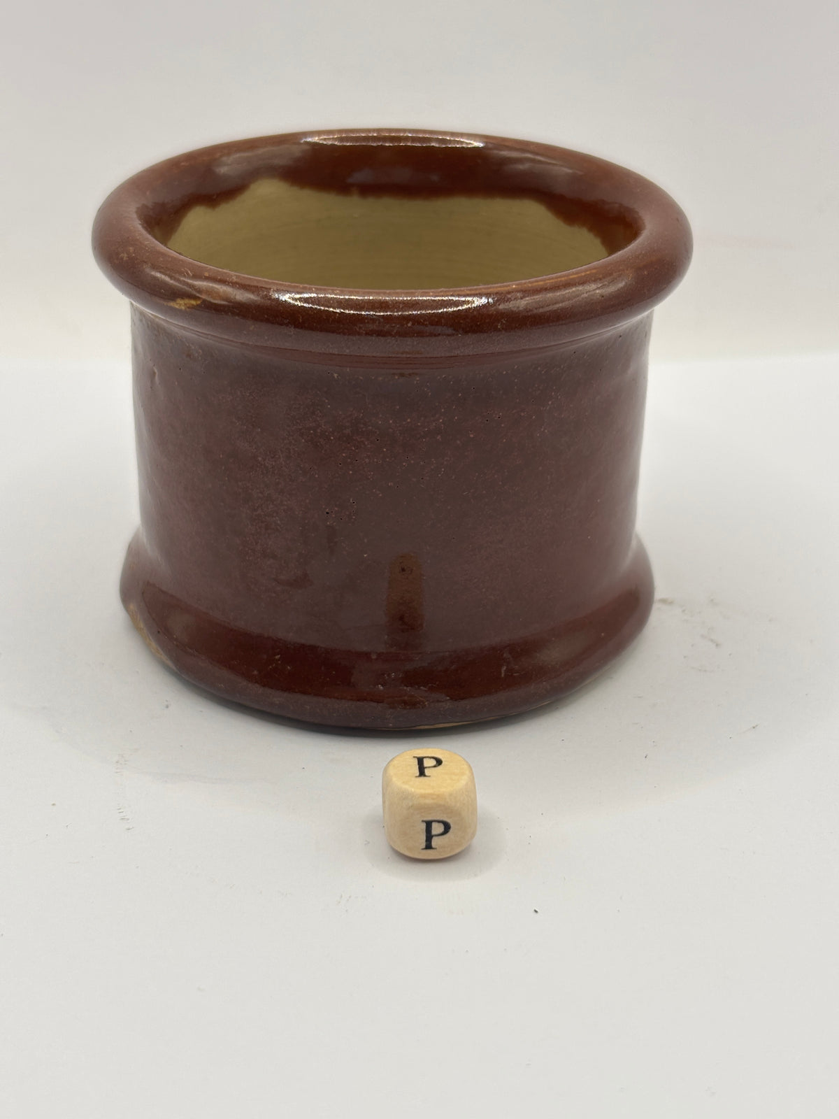 Old brown stoneware cream pot (P)