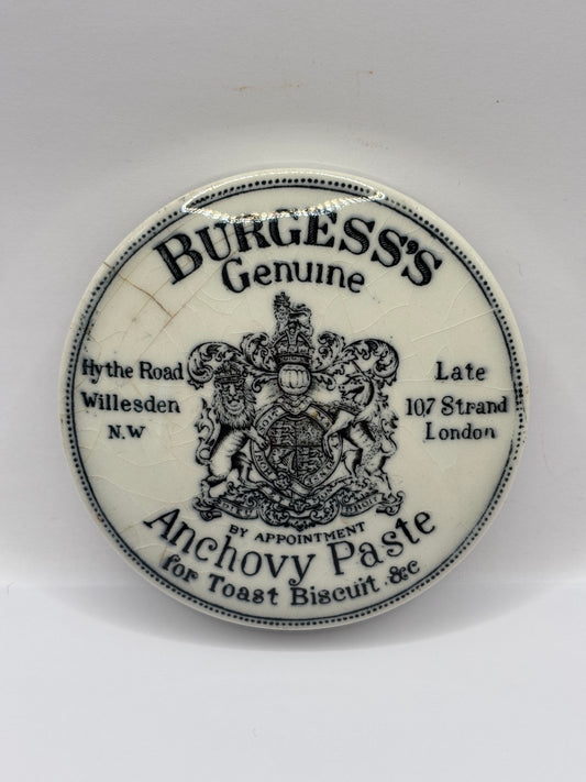 old advertising lid, Burgess’s anchovy paste