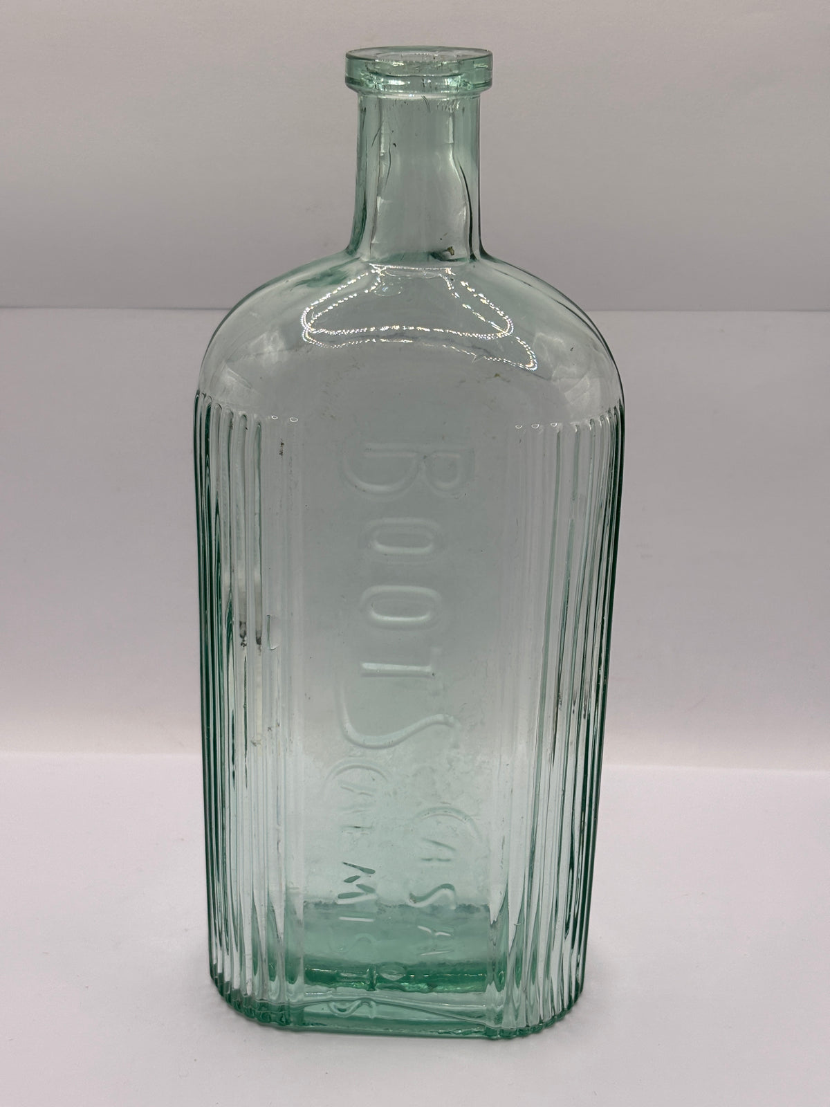 Old large aqua glass Boots Cash Chemists poison bottle 20cms