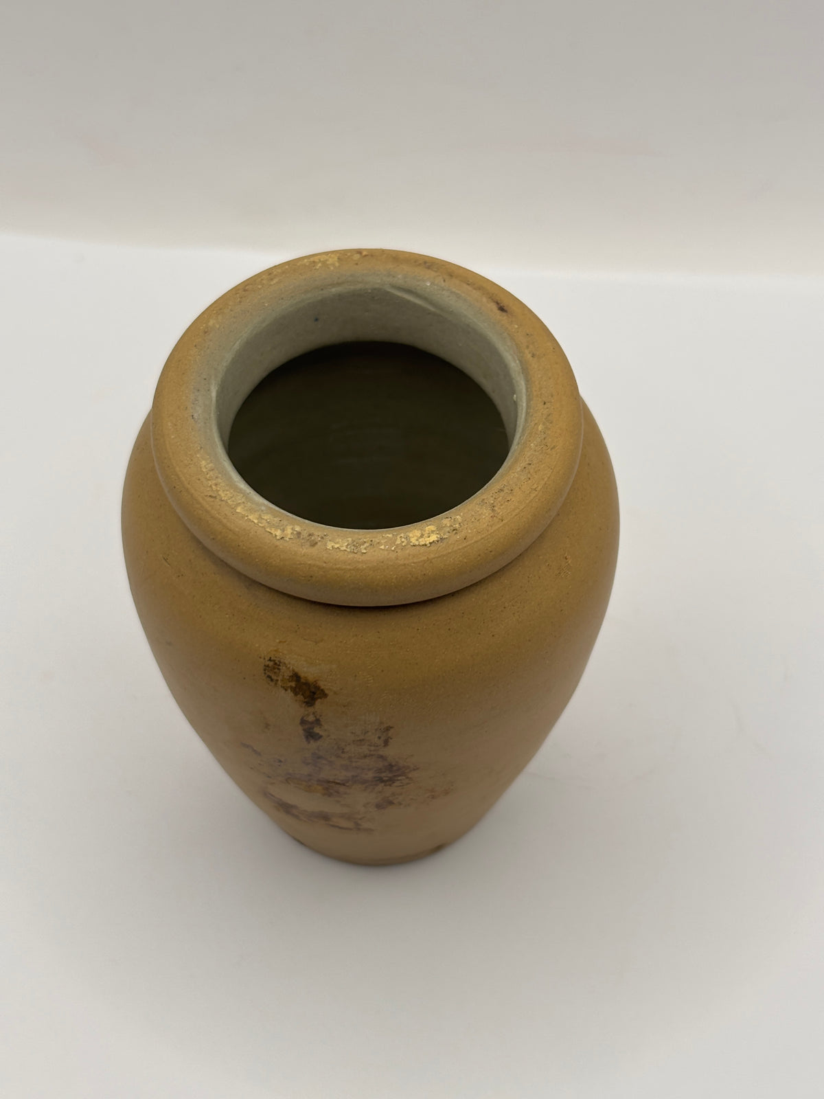Old stained stoneware Medova cream pot