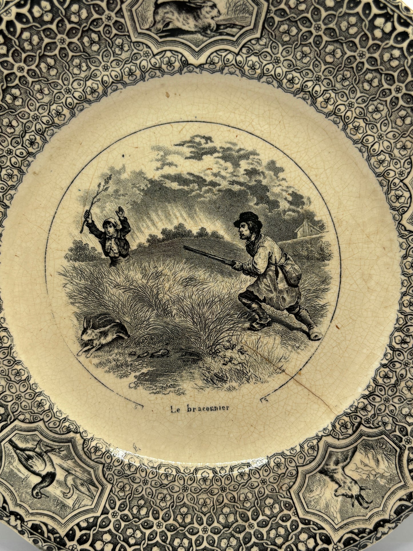 Antique french porcelain plate, mid 19th century