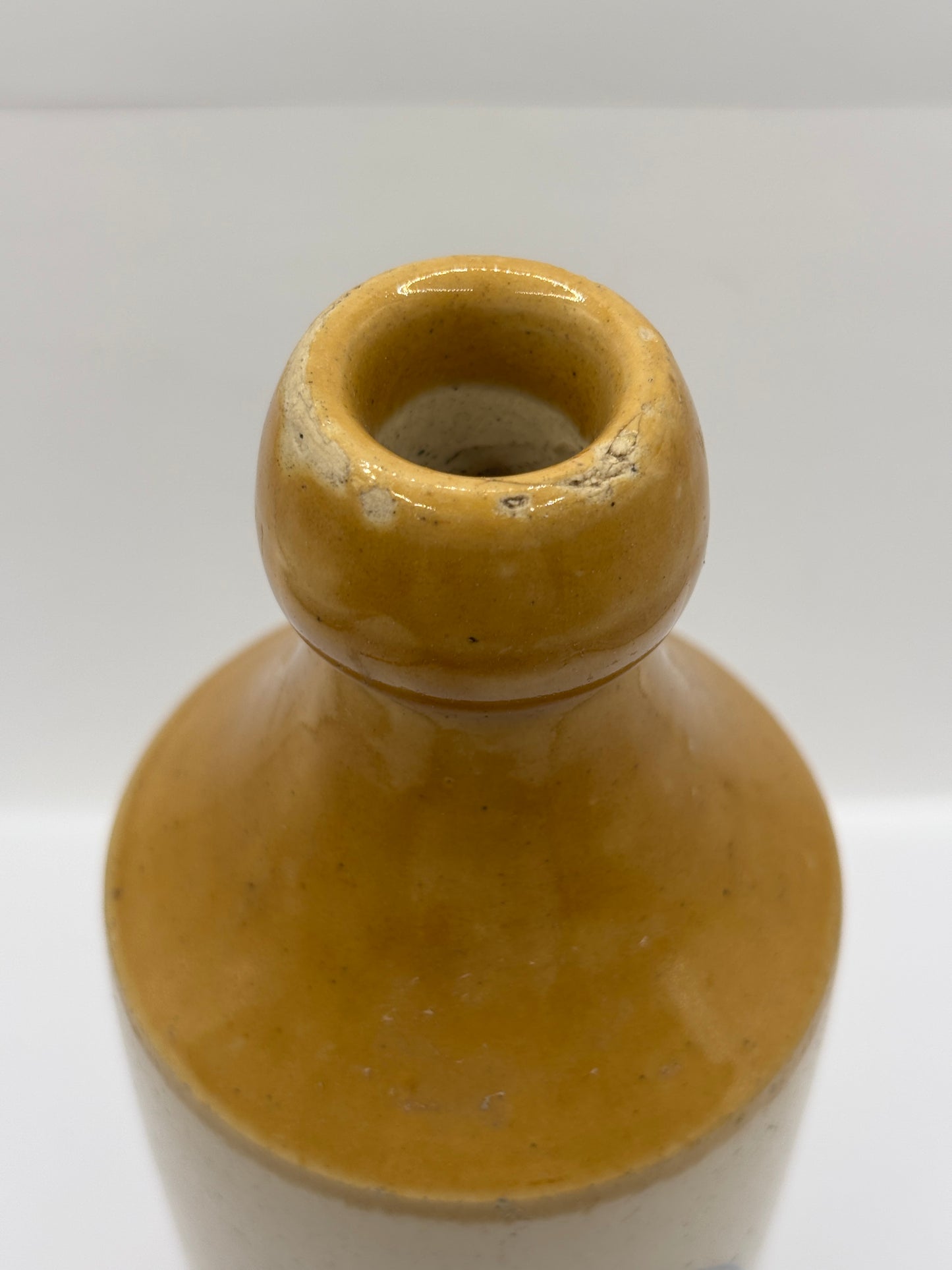 Old blue print stoneware ginger beer bottle, Firth’s Darlington brewed ginger beer