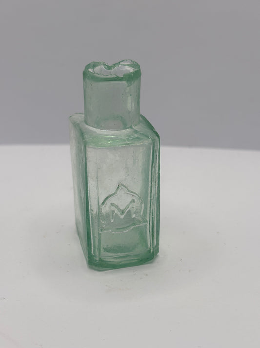 Old aqua glass Morrells ink, ink bottle, inkwell