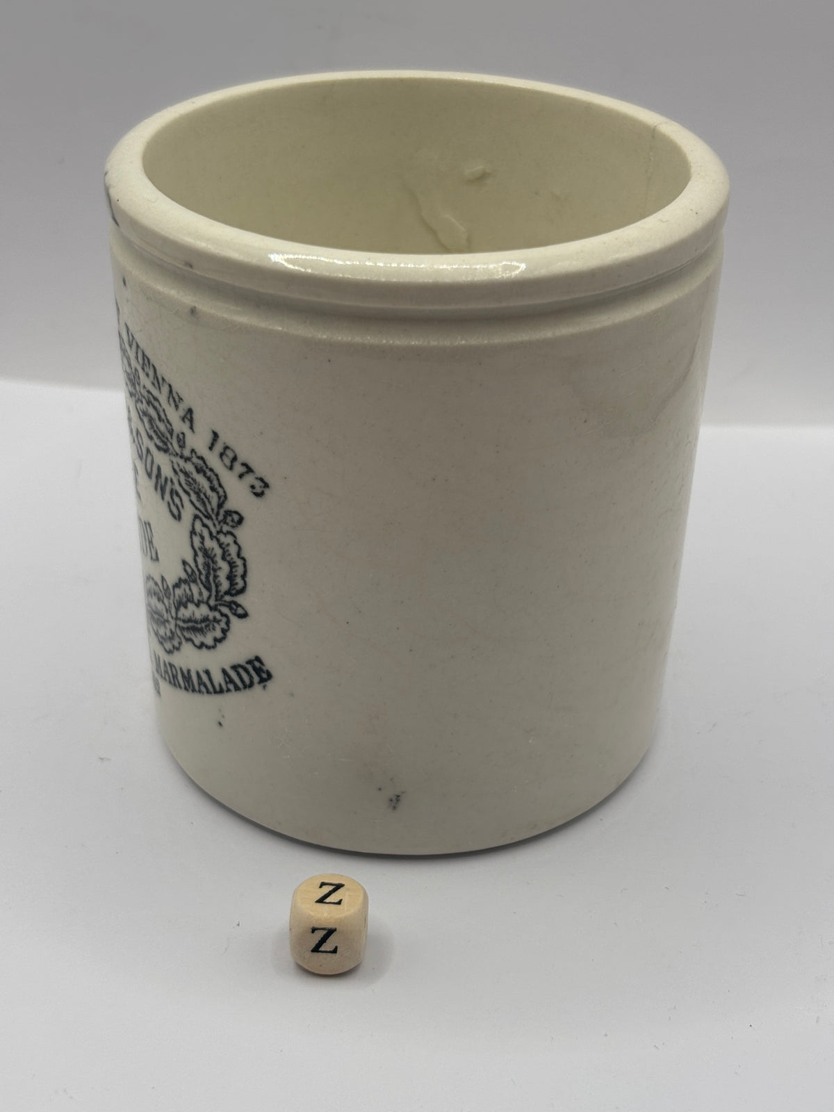 Old 1lb stoneware marmalade pot, James Keiller Dundee marmalade (z)