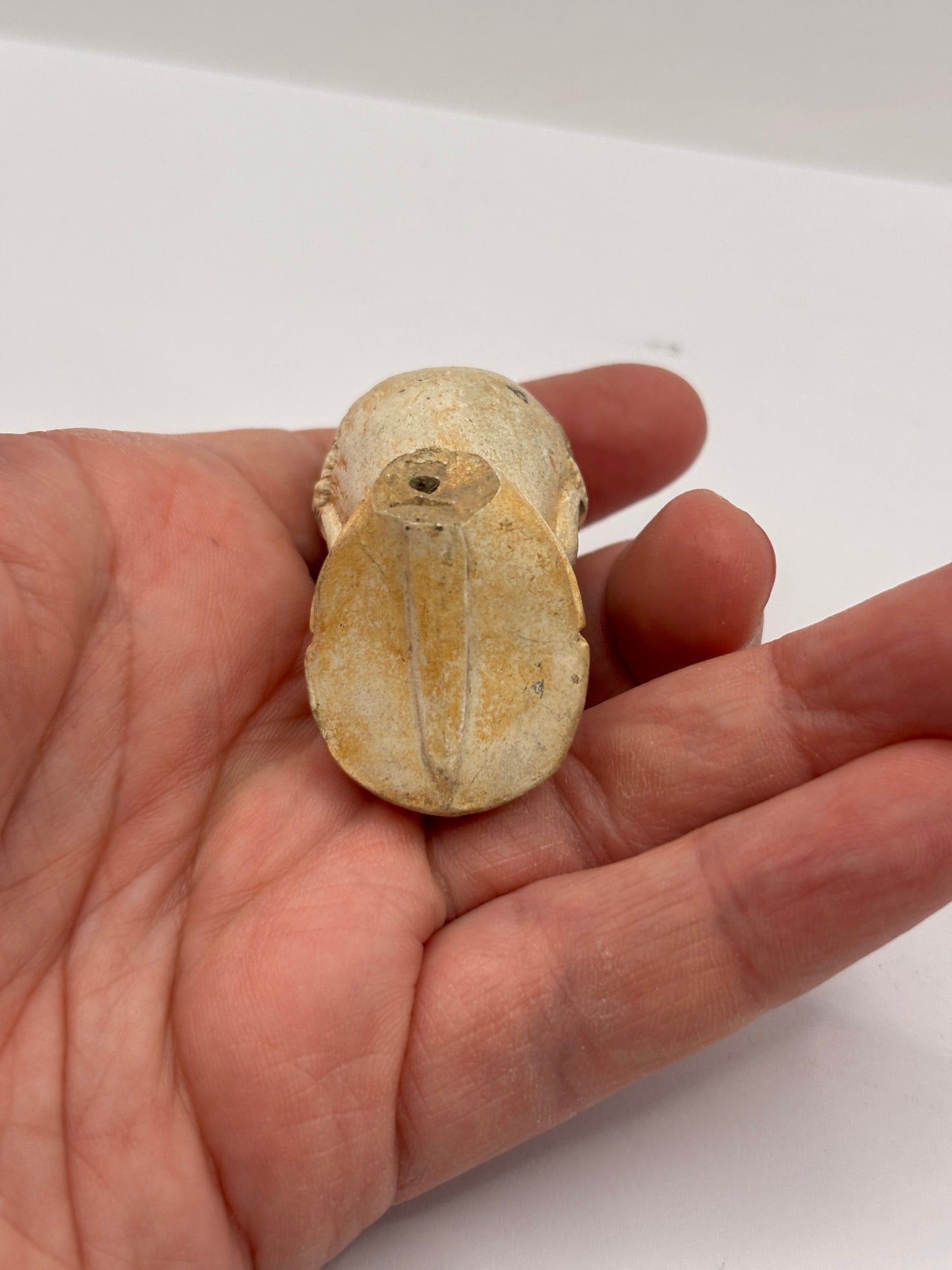 Old figural clay pipe head, pipe bowl