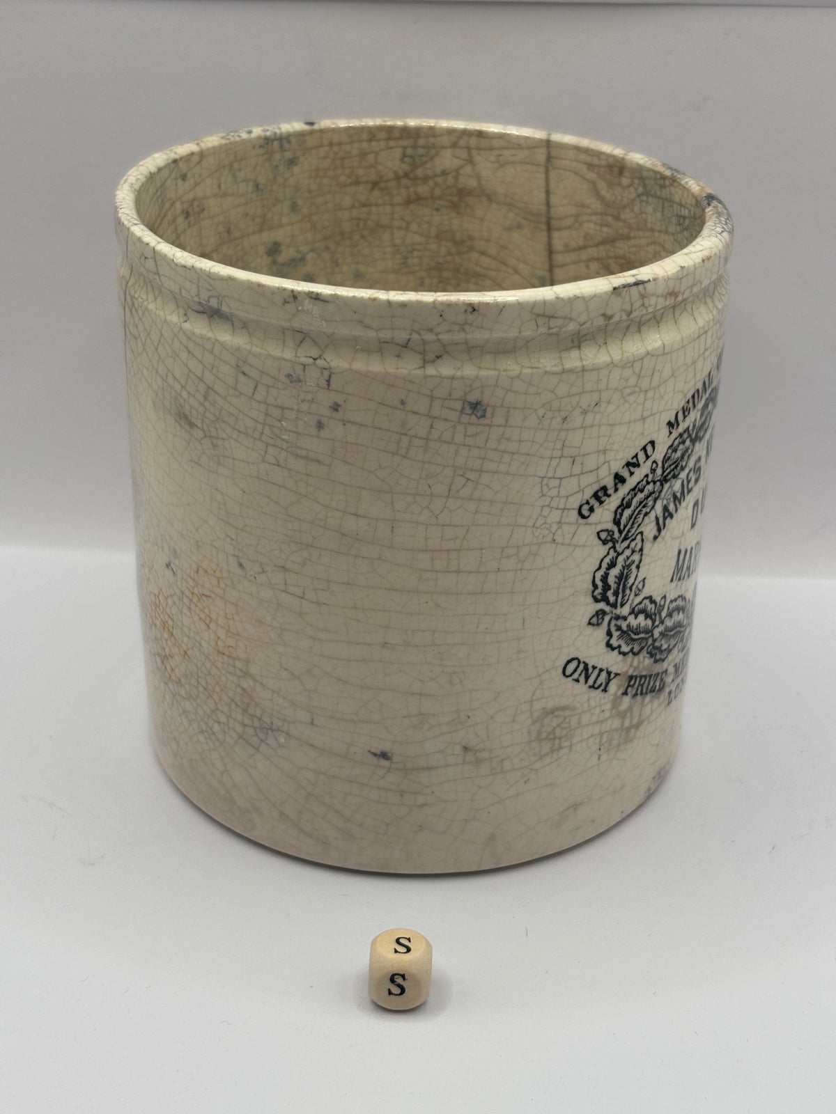 Old 2lb stoneware marmalade pot, James Keiller Dundee marmalade (s)