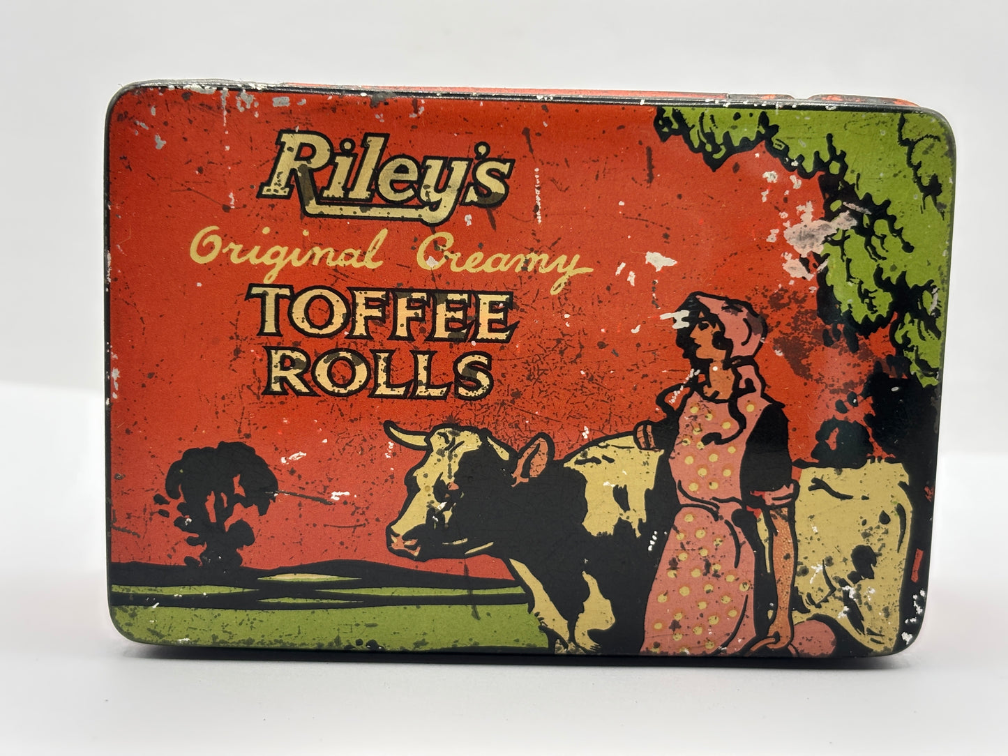 Old advertising tin, Rileys original creamy toffee rolls