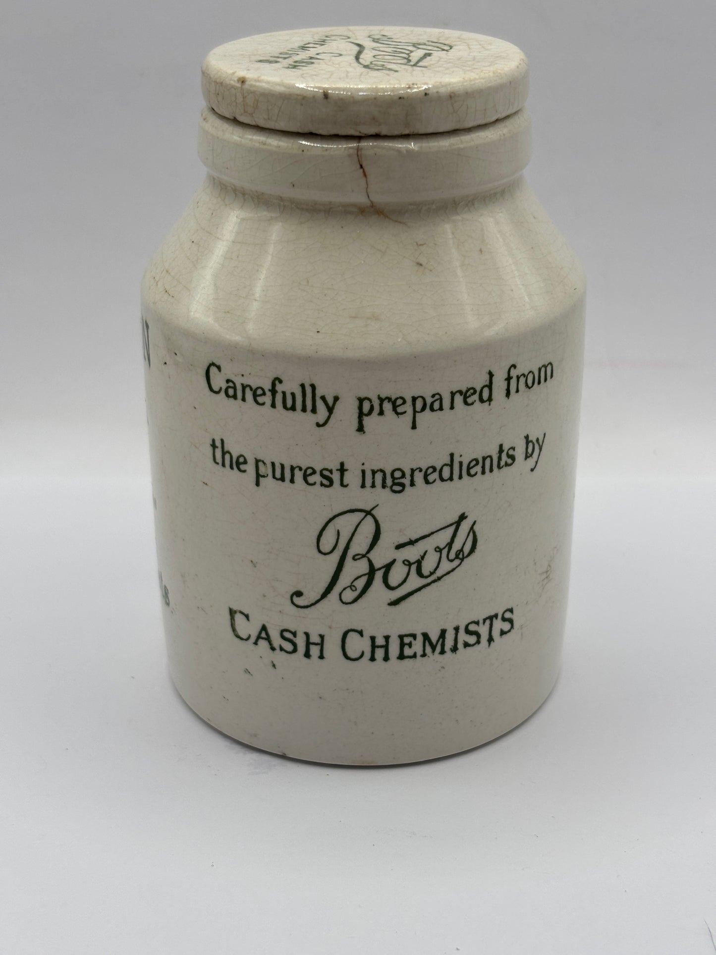 Old advertising jar, Boots confection of senna jar and lid
