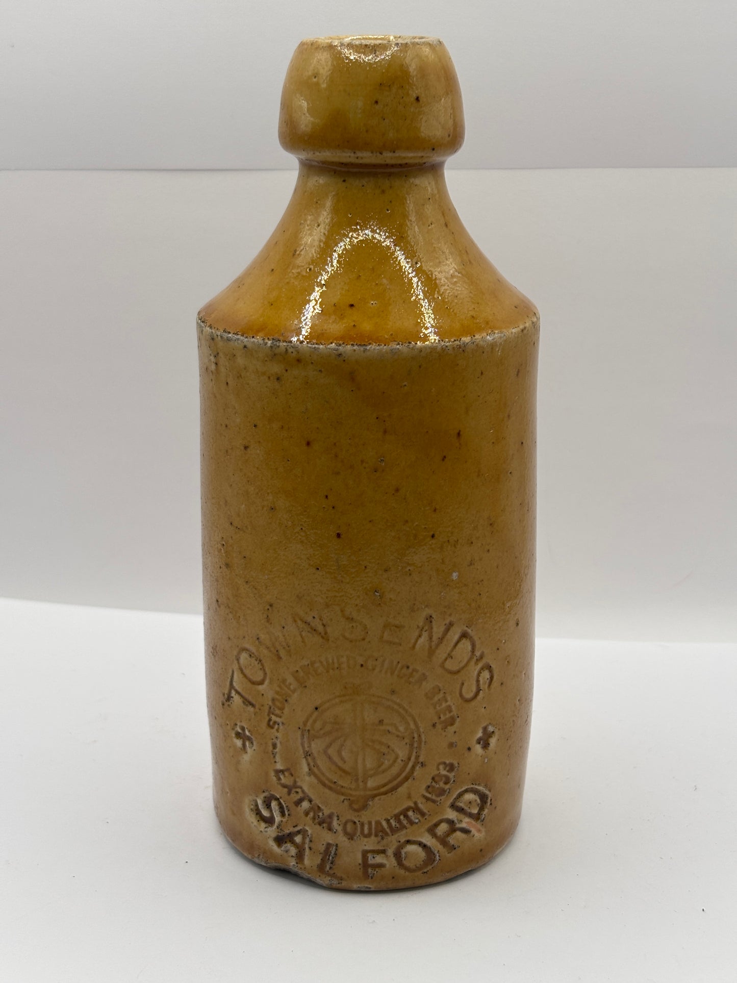 Old impressed ginger beer bottle, Townsend Salford