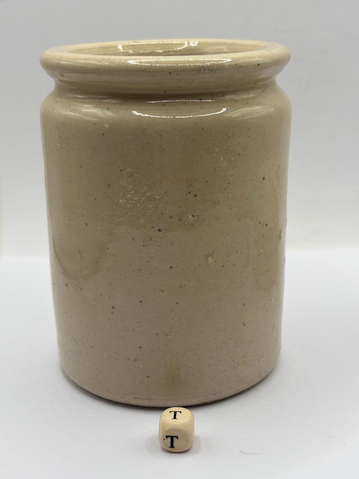 Old 1lb rolled top stoneware marmalade jar (T)