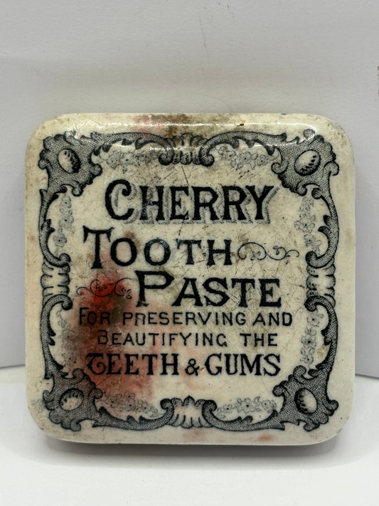 Old cherry toothpaste advertising pot lid