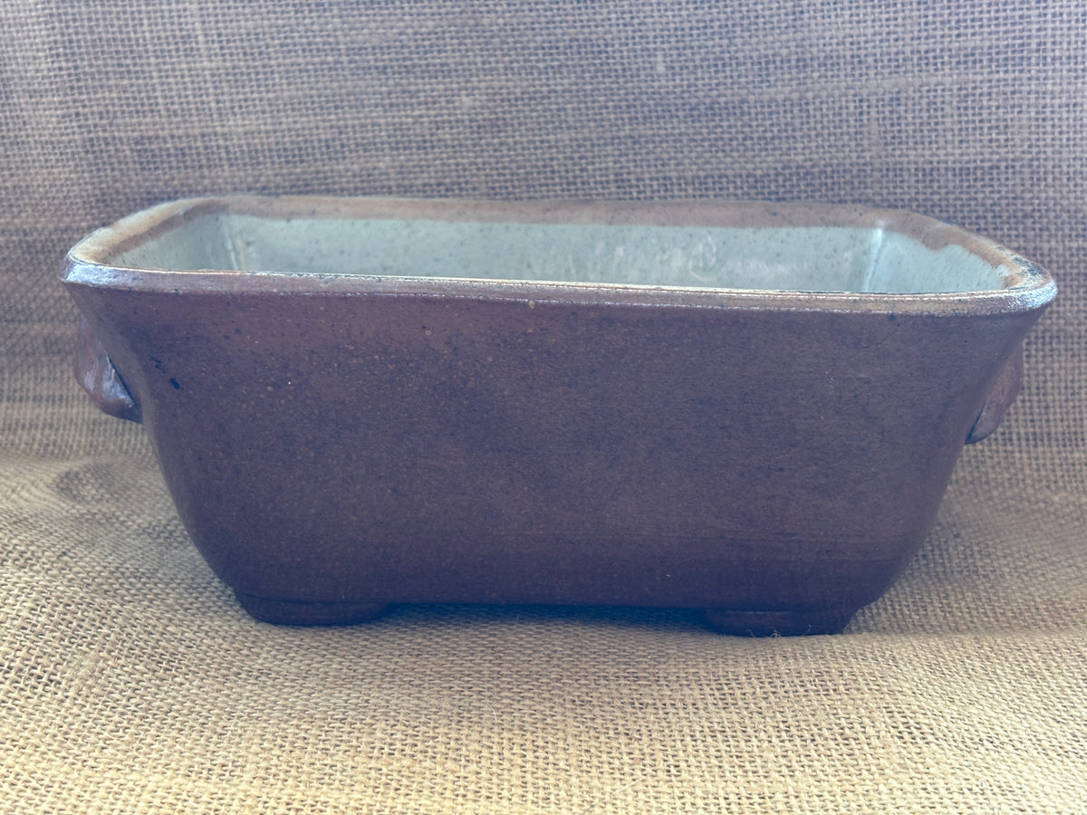 Old brown salt glaze stoneware pie dish (B)
