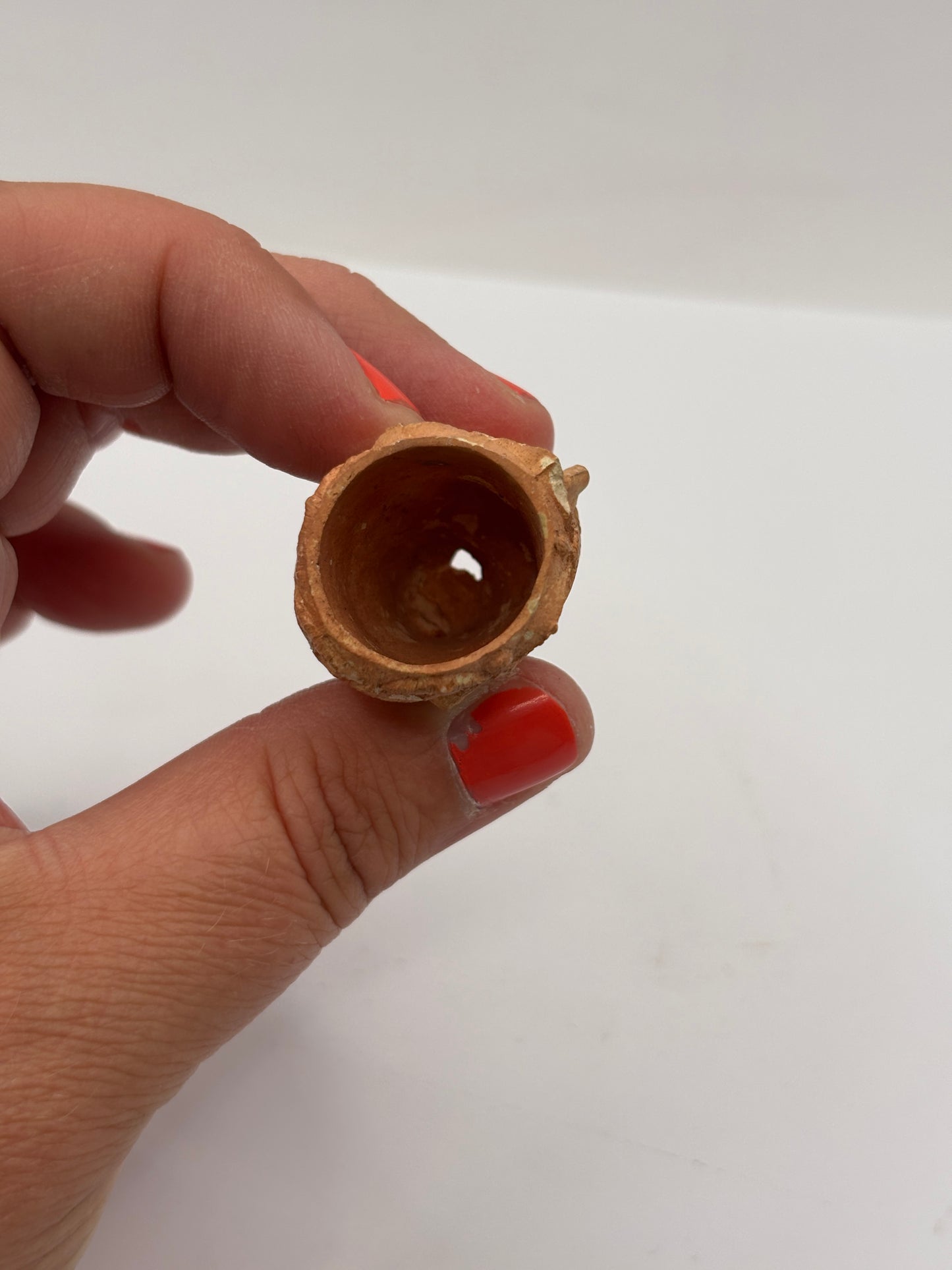 Old figural clay pipe head, pipe bowl