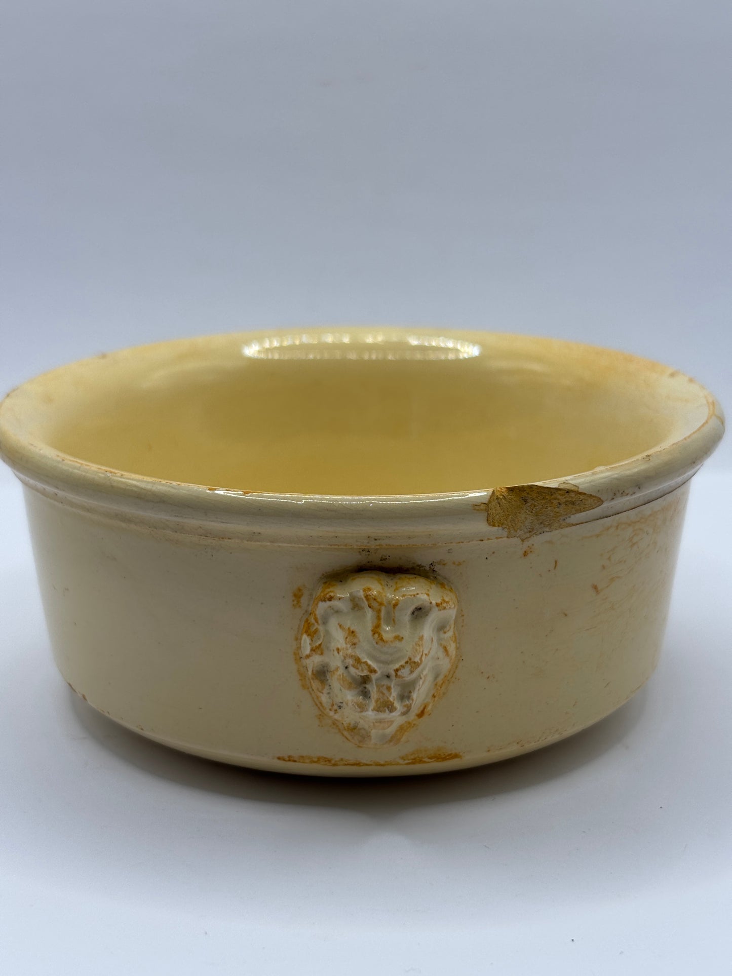 Old french terrine jar/pot. Base. Lion head