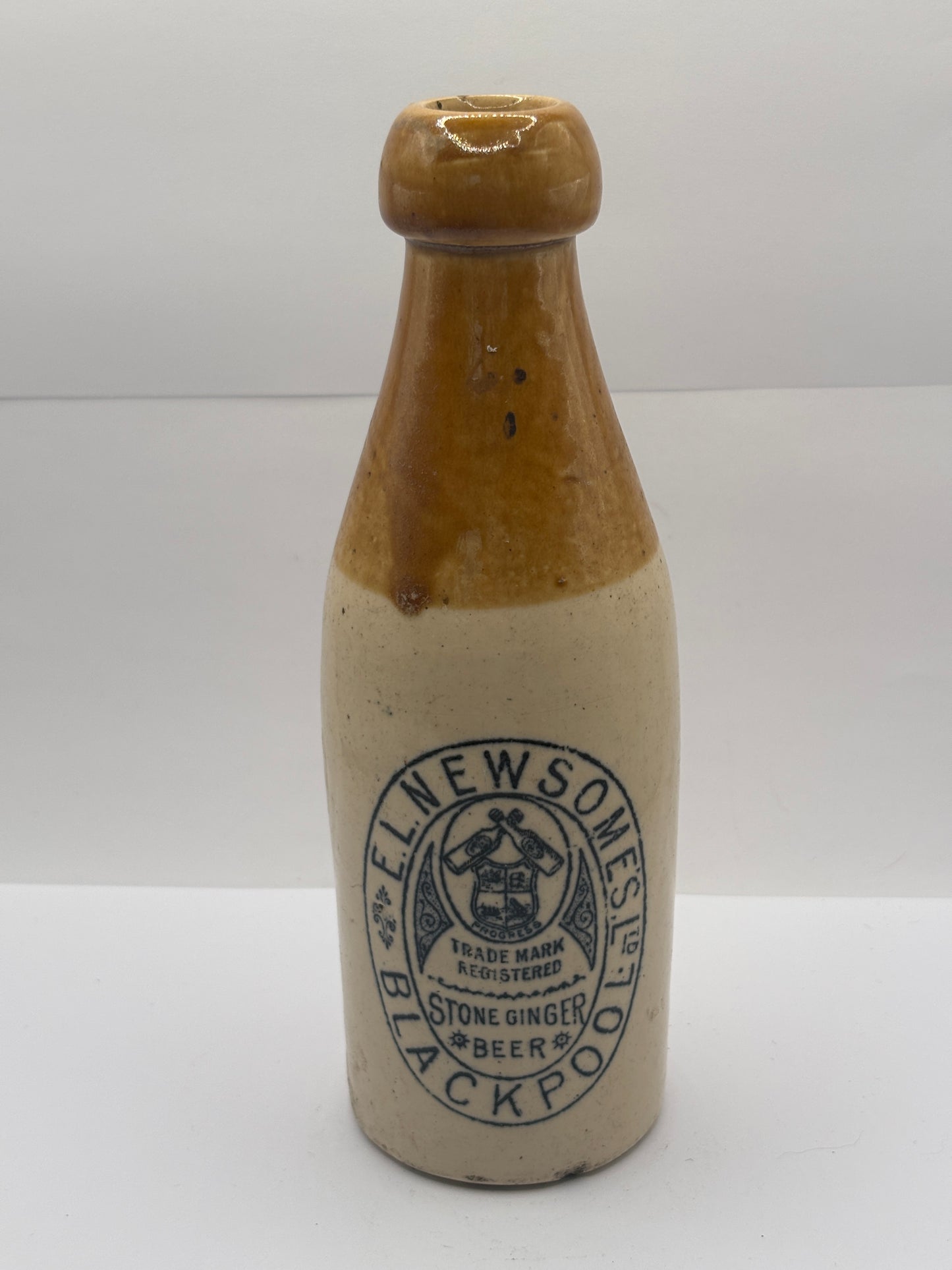 Old stoneware ginger beer bottle, EL Newsomes Blackpool