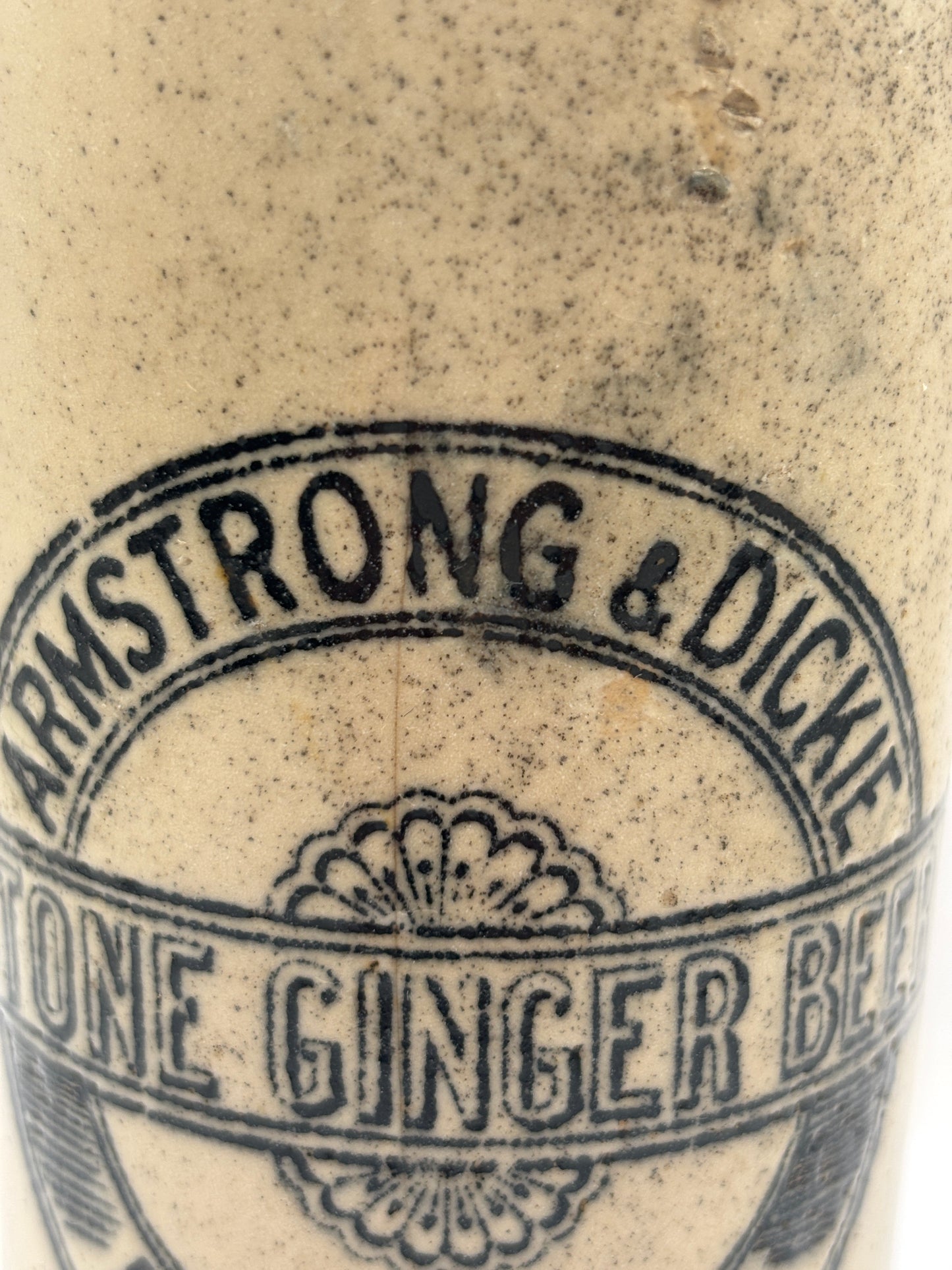 Old stoneware ginger beer bottle, Armstrong & Dickie Dumfries