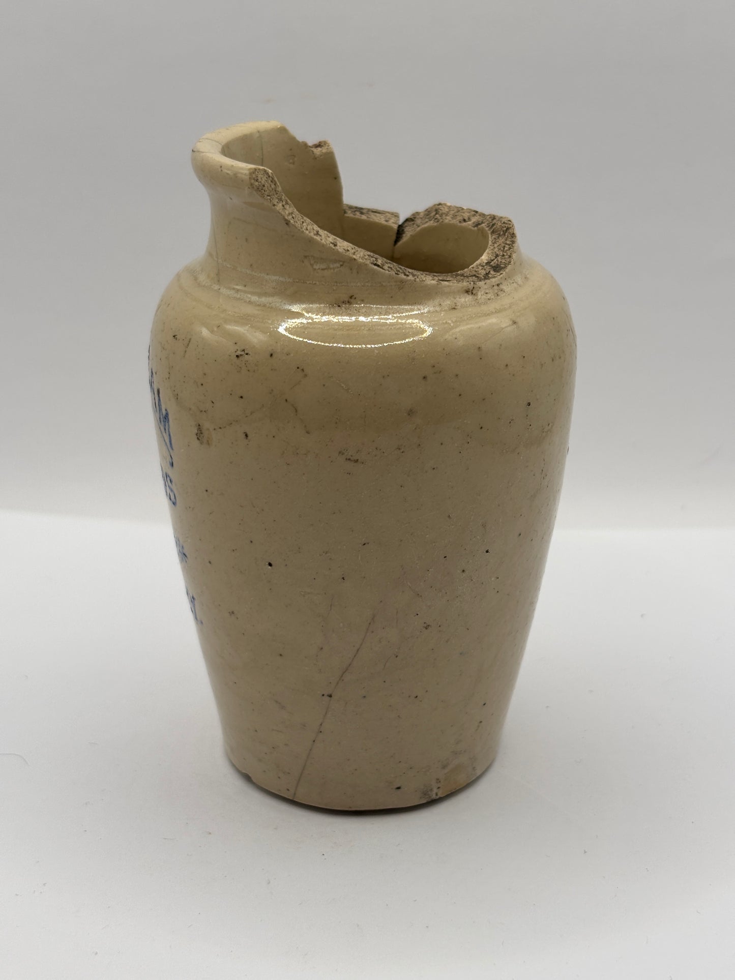 Old rare advertising cream pot, Fresh cream Westerfolds Elgin creamery. Damaged. Repair project?