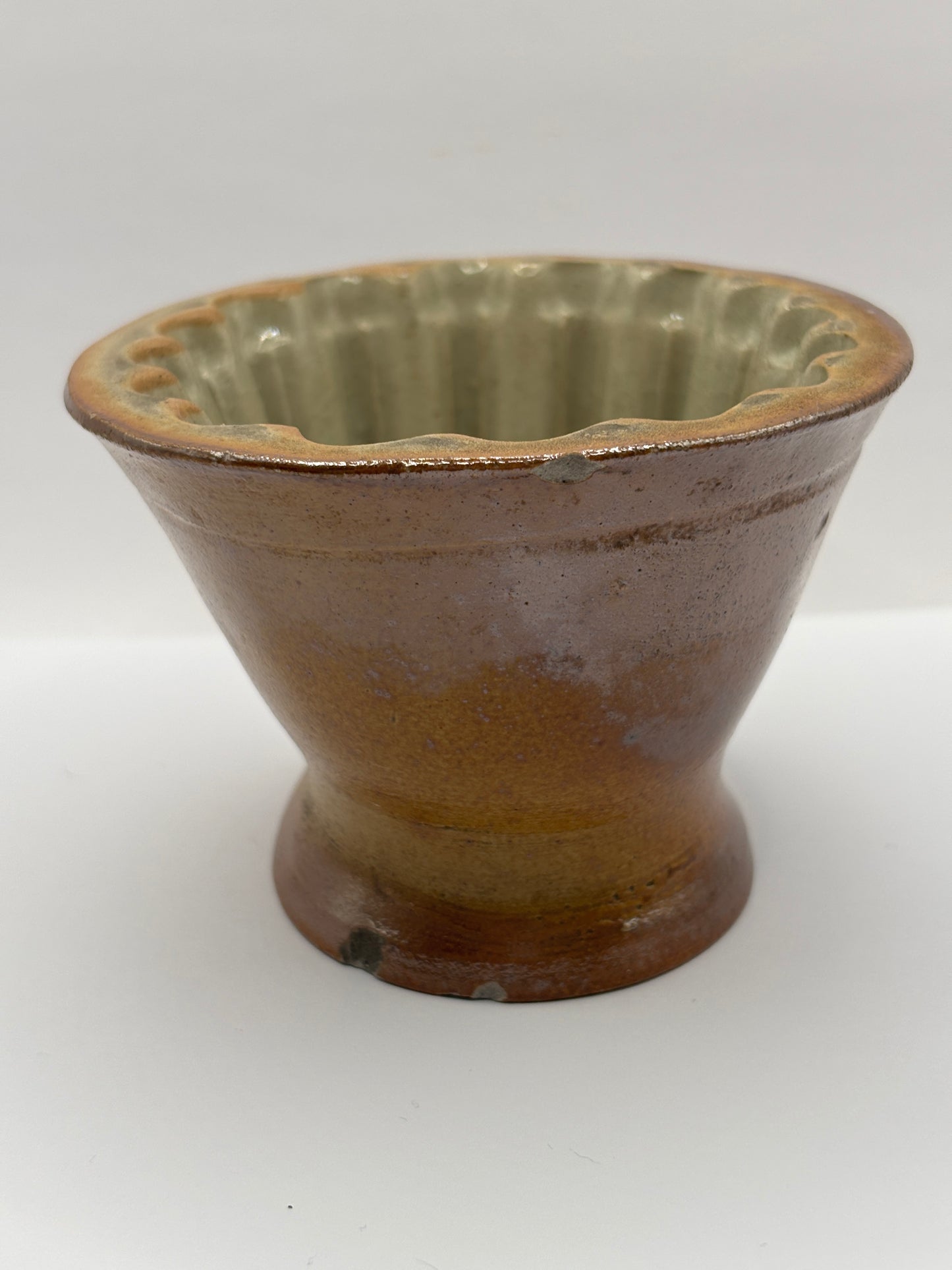 Old brown salt glaze jelly mould