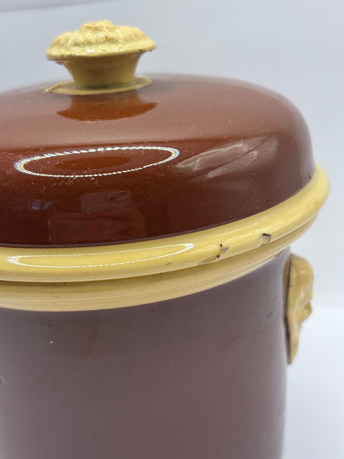 Old french stoneware terrine jar and lid