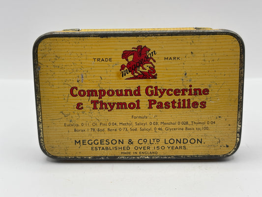 Old advertising tin, Glycerine & thymol pastilles
