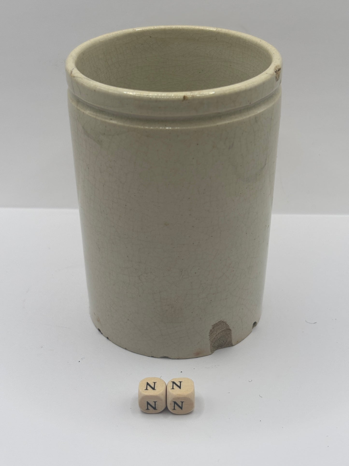 Old 1lb white stoneware marmalade jar (NN) chippy