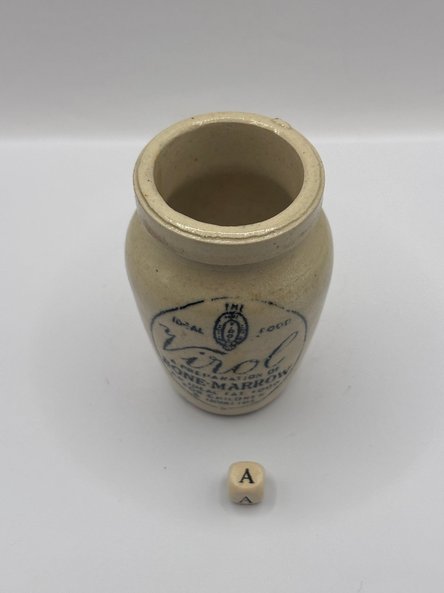 Old stoneware advertising Virol jar (a) 8cms