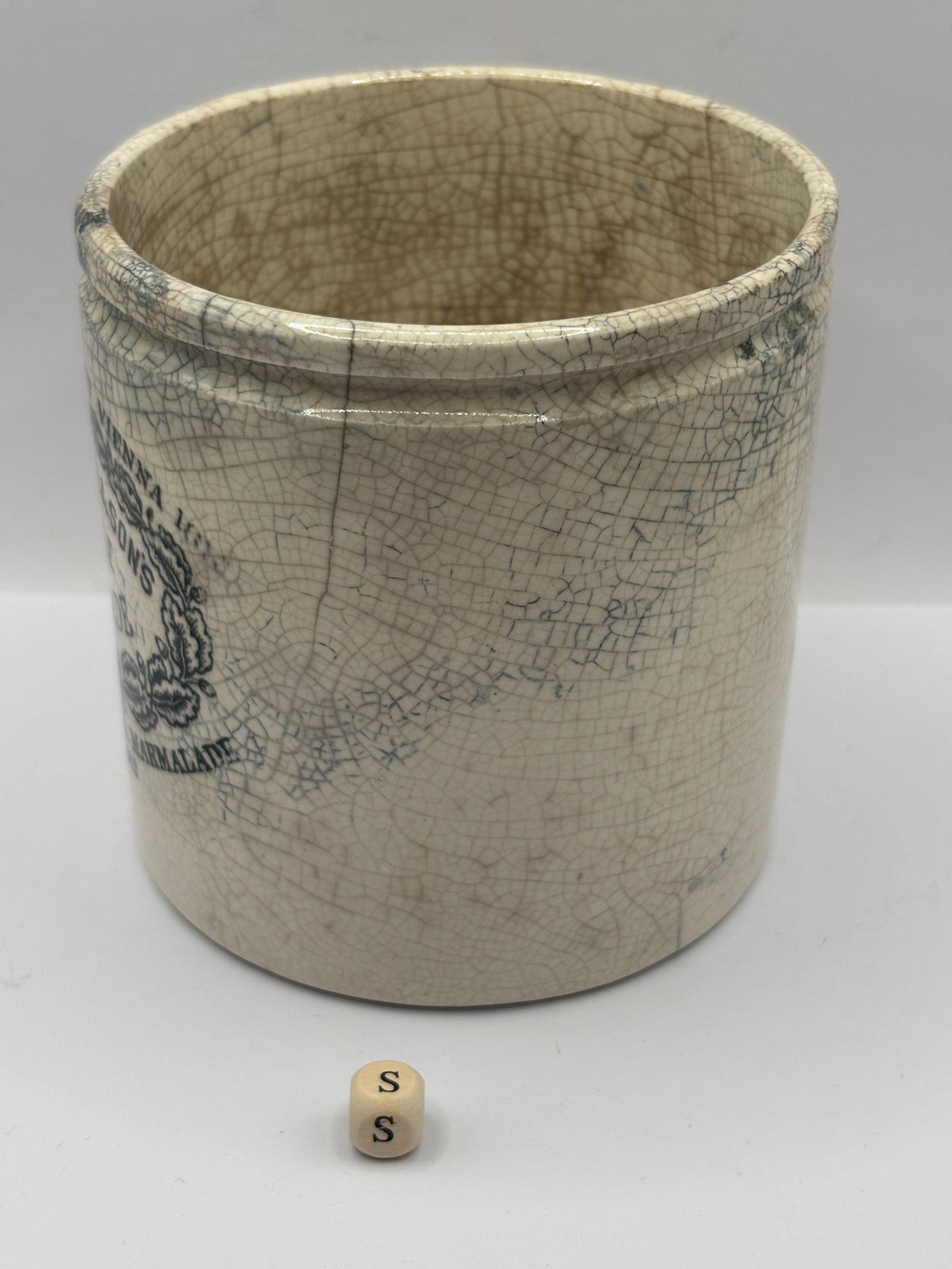 Old 2lb stoneware marmalade pot, James Keiller Dundee marmalade (s)
