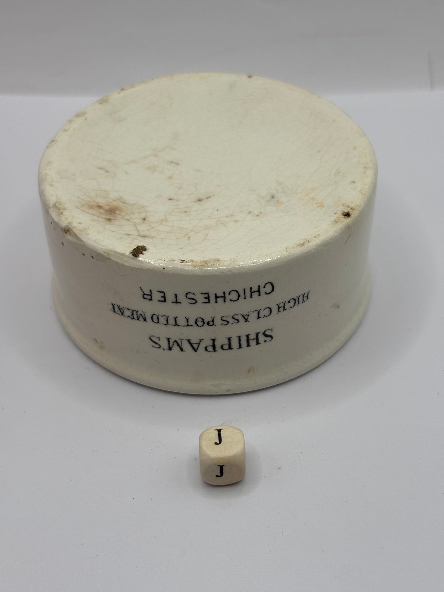 Old advertising meat paste pot, Shippams high class potted meat (J)