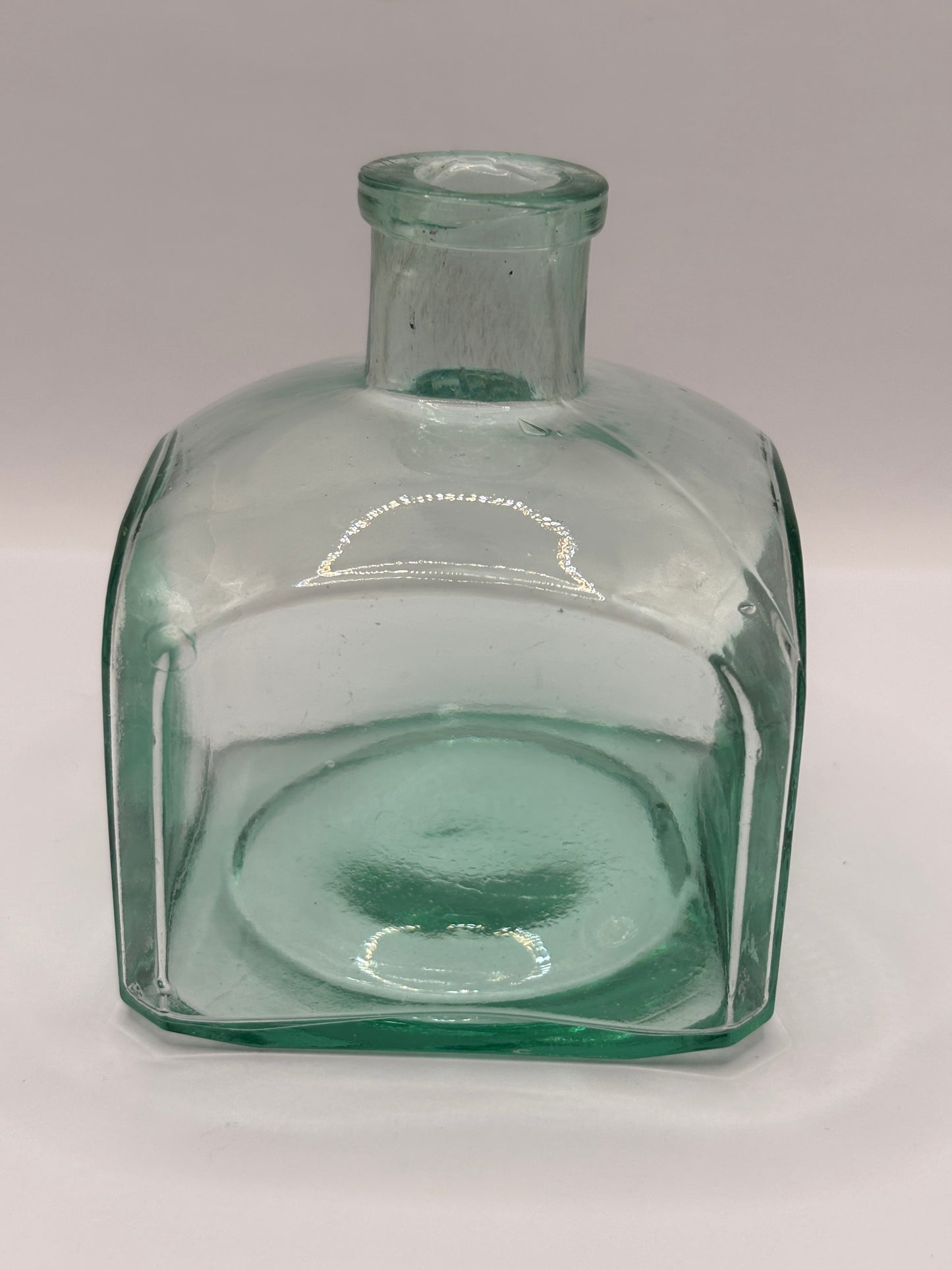 Old large square glass ink, inkwell