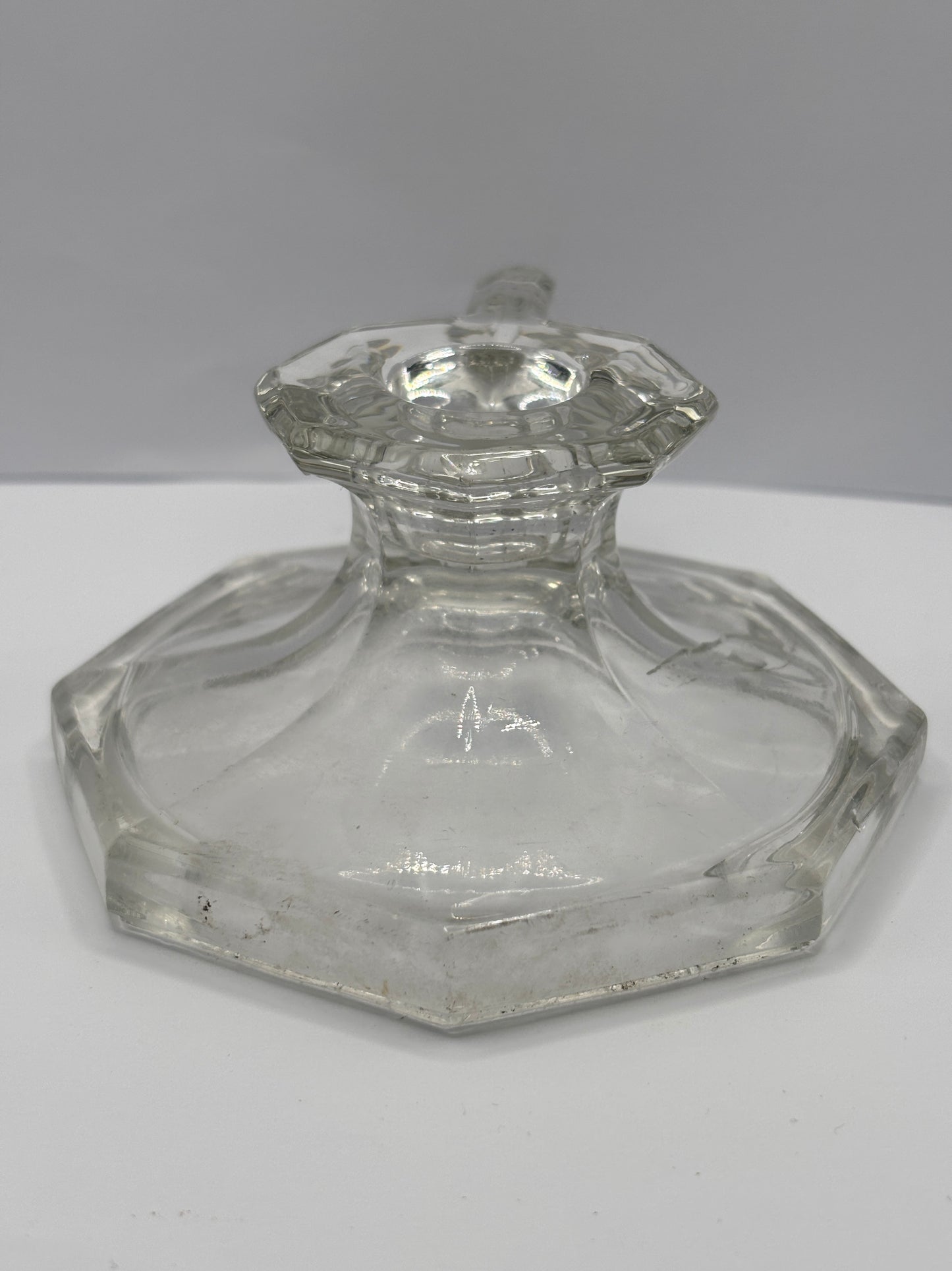 Old glass candlestick holder