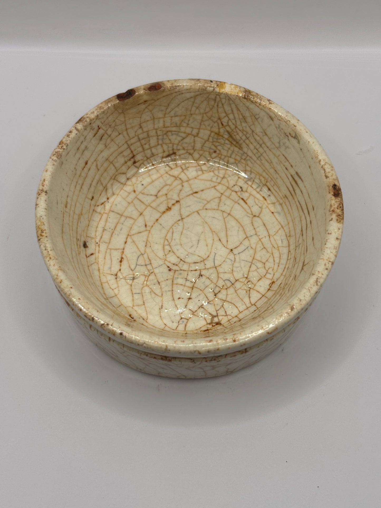 Old plain stoneware meat paste pot, potted meat