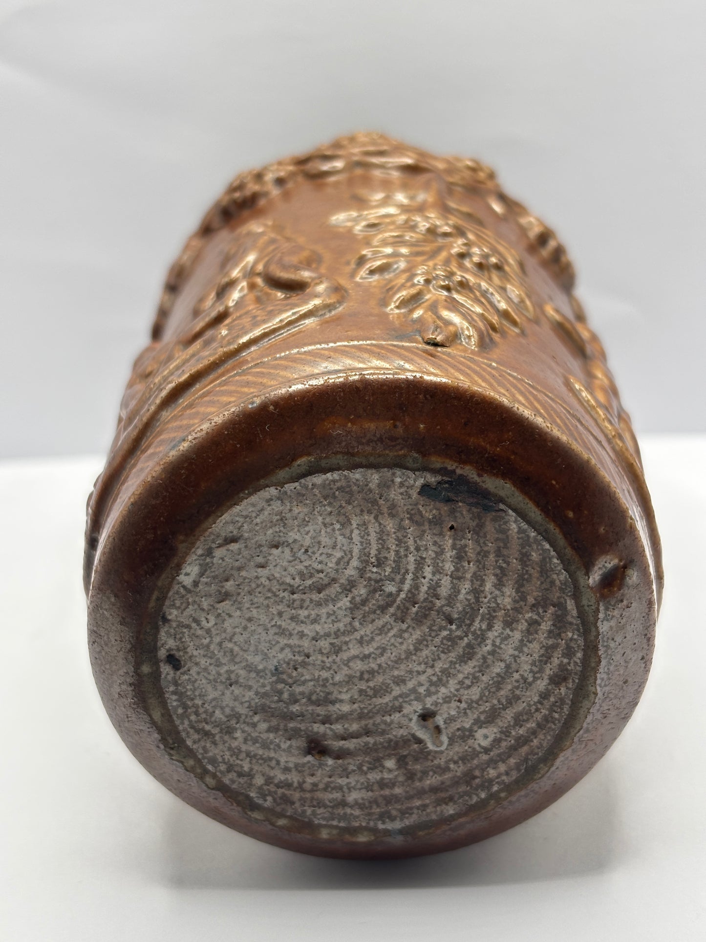 Old French stoneware snuff jar