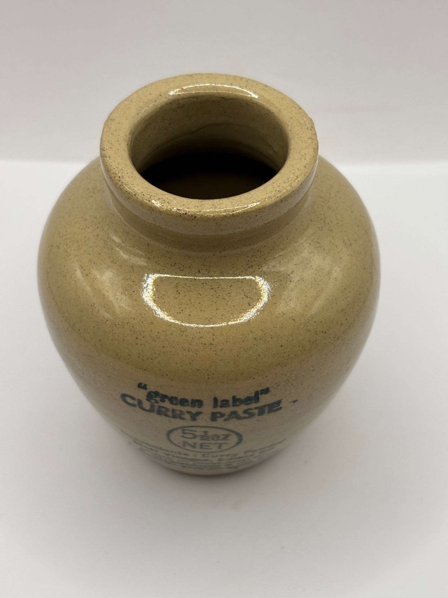 Old advertising green label curry paste jar