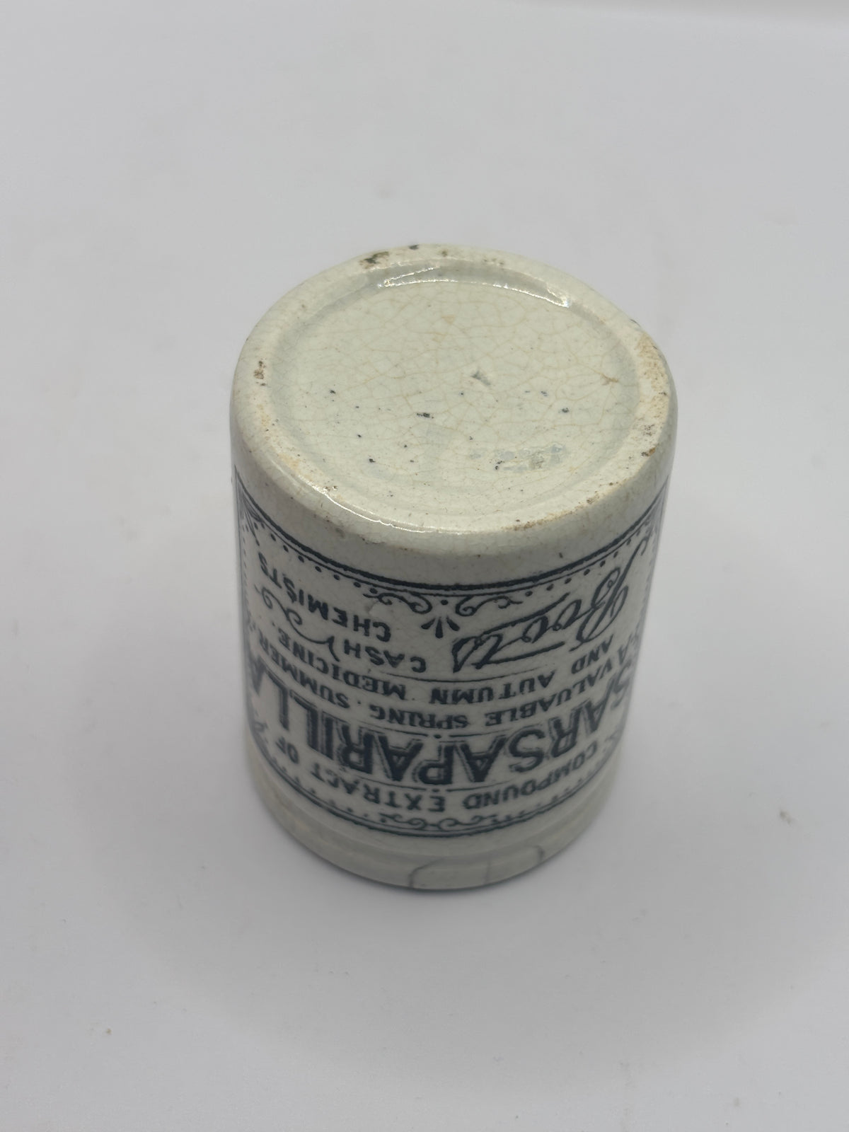 Old small advertising jar, Boots cash chemists, Sarsaparilla