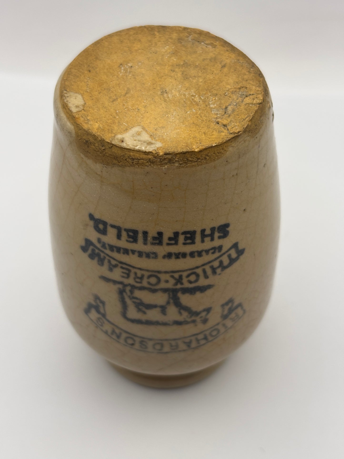 Old advertising cream pot, Richardsons thick cream Sheffield 10cms