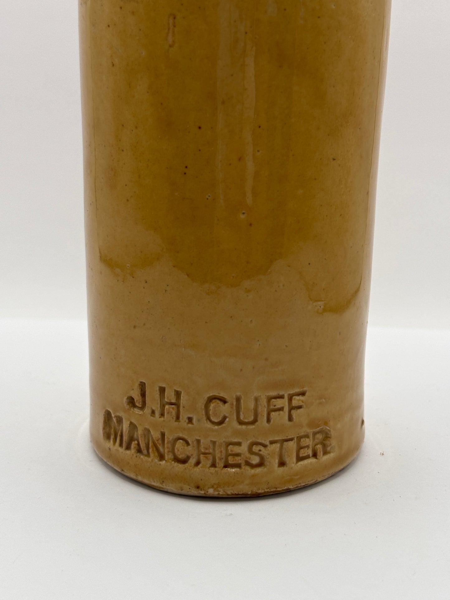Old impressed ginger beer bottle, JH CUFF Manchester