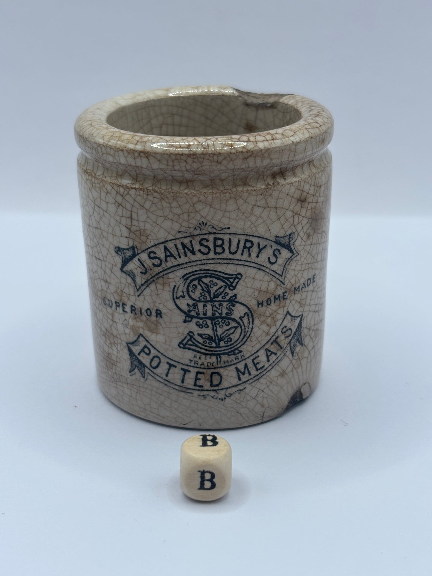 Old sainsburys advertising pot, potted meats (B)