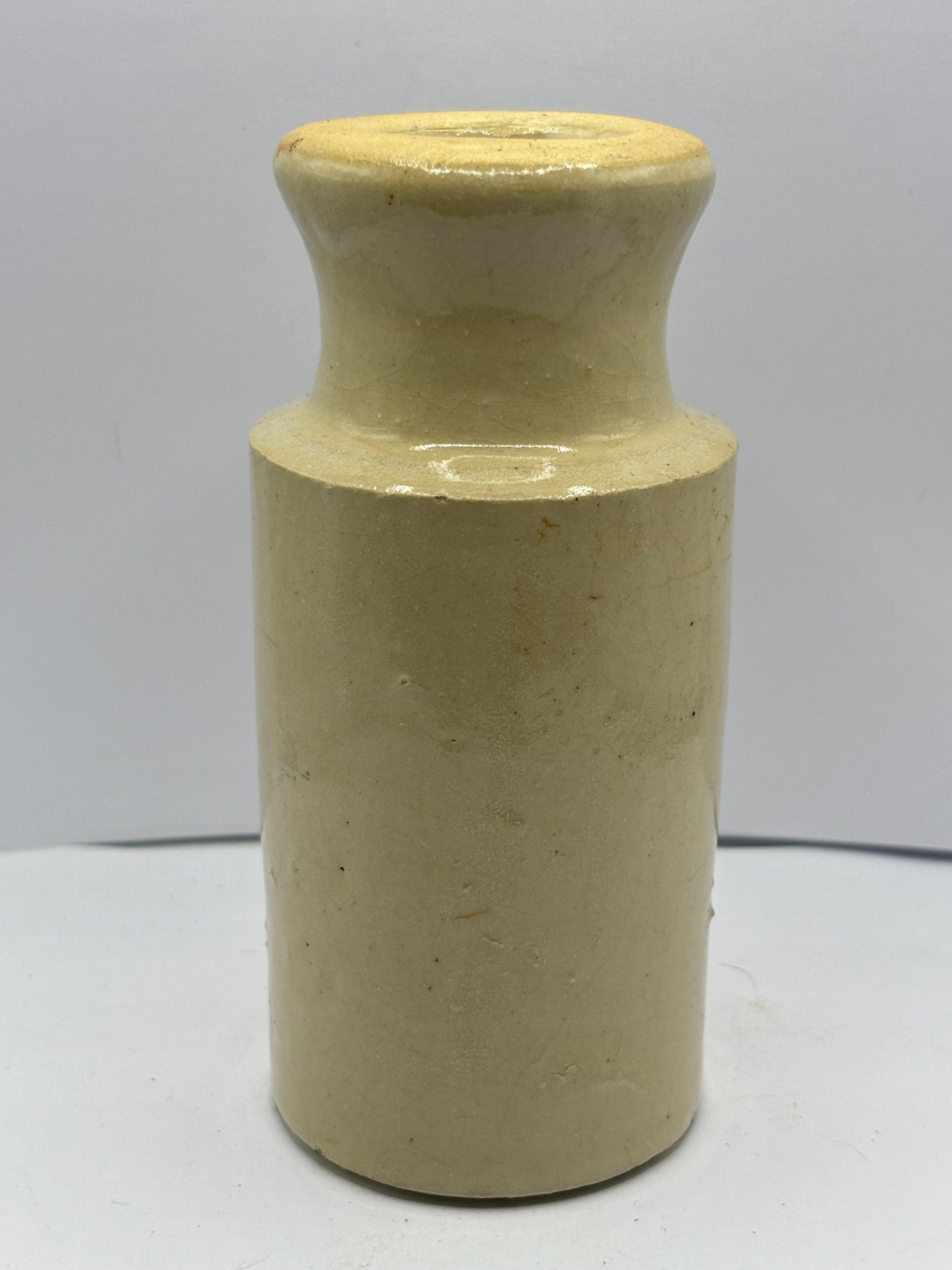 old white stoneware blacking pot